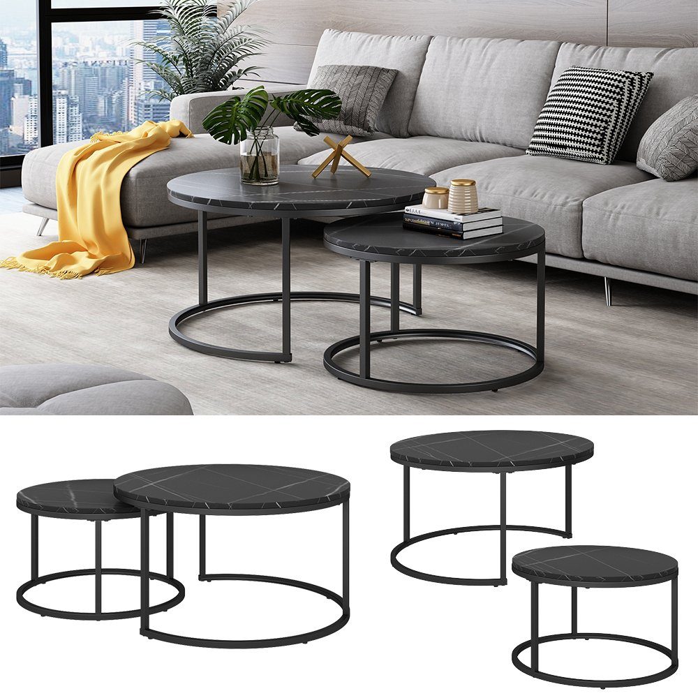Vicco Couchtisch Montreal, Schwarz/Schwarzer Marmor, 77 günstig online kaufen