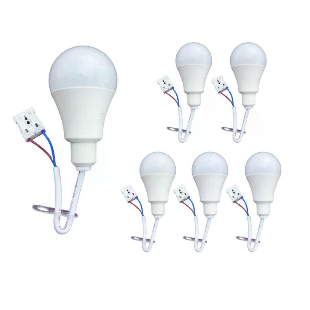 LUXULA LED-Leuchtmittel Renovierungslampe mit Klemme, E27, 4000K Neutralweiß, 6er Set 11W Baustellenlampe Weiß