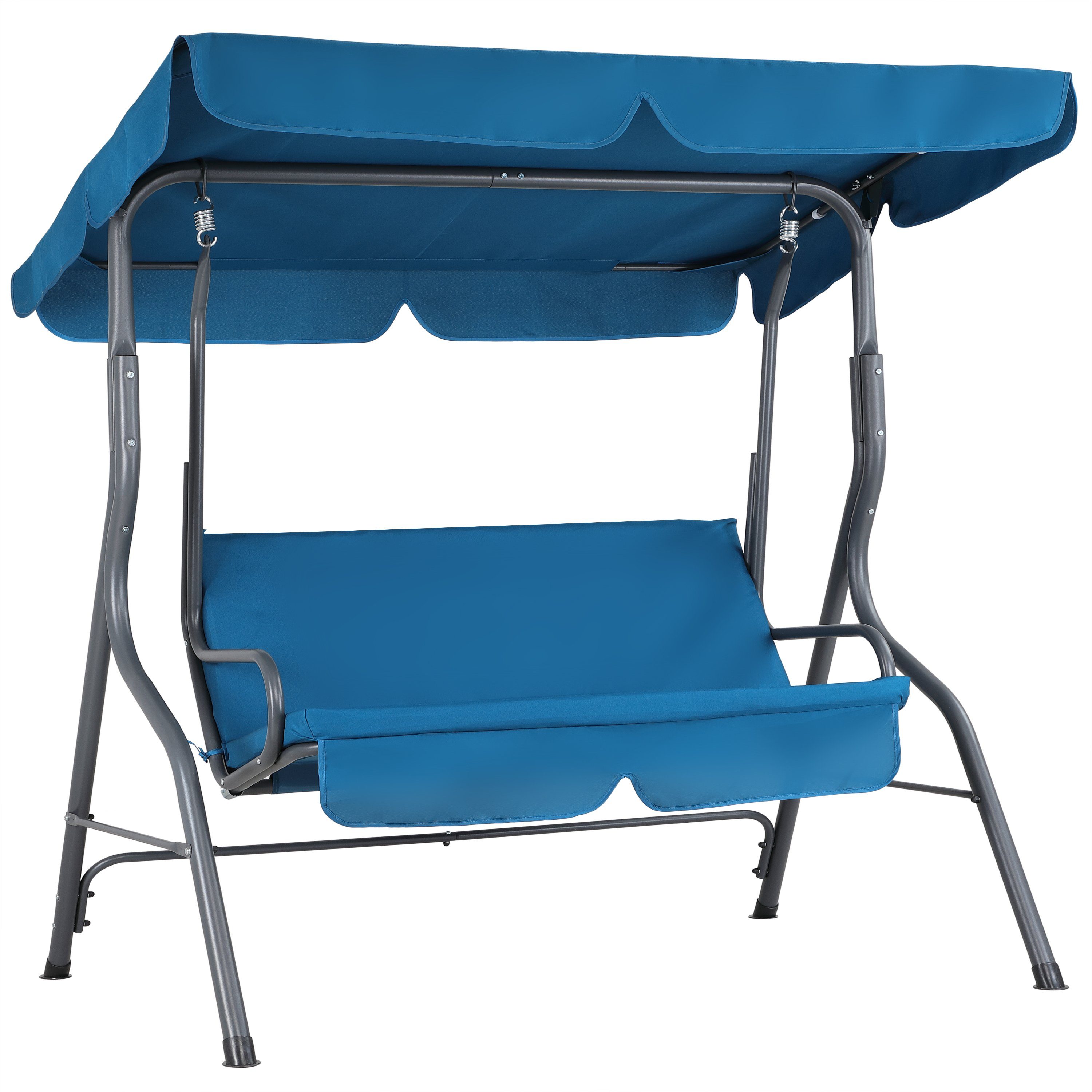 Casaria Hollywoodschaukel, 1 tlg., 2 Sitzer wetterfest Atlantik Blau 200kg Belastbar Rückenlehne Garten