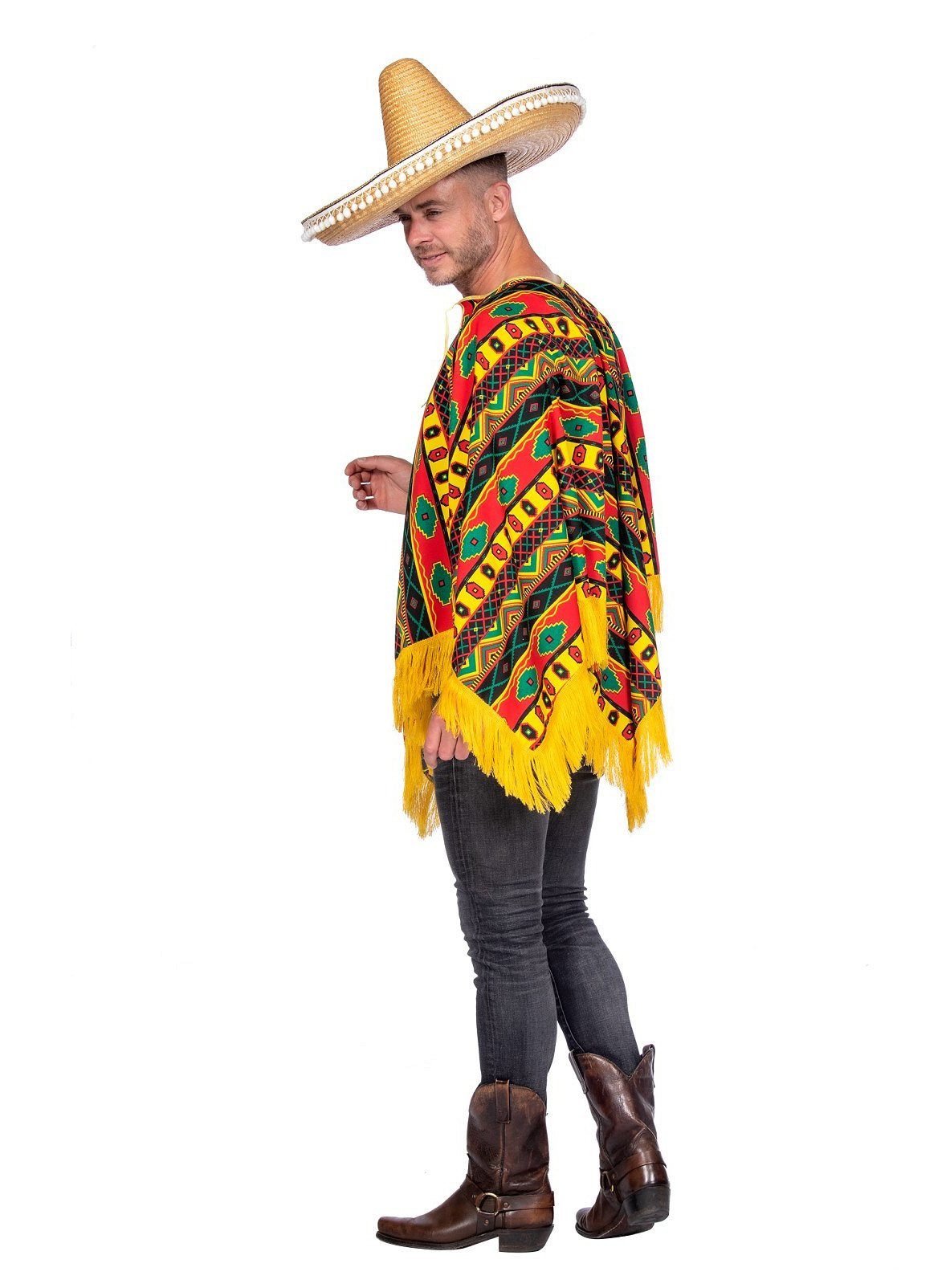 Metamorph Kostüm Sierra Poncho - buntes Faschings Karnevals Kostüm, Ein Cap günstig online kaufen