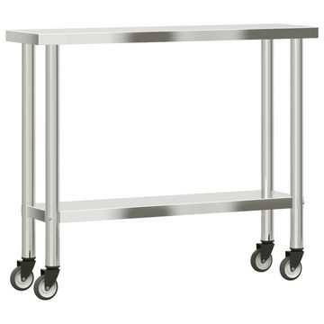 vidaXL Küchenwagen Küchenwagen Küchen-Arbeitstisch mit Rollen 110x30x85 cm Edelstahl