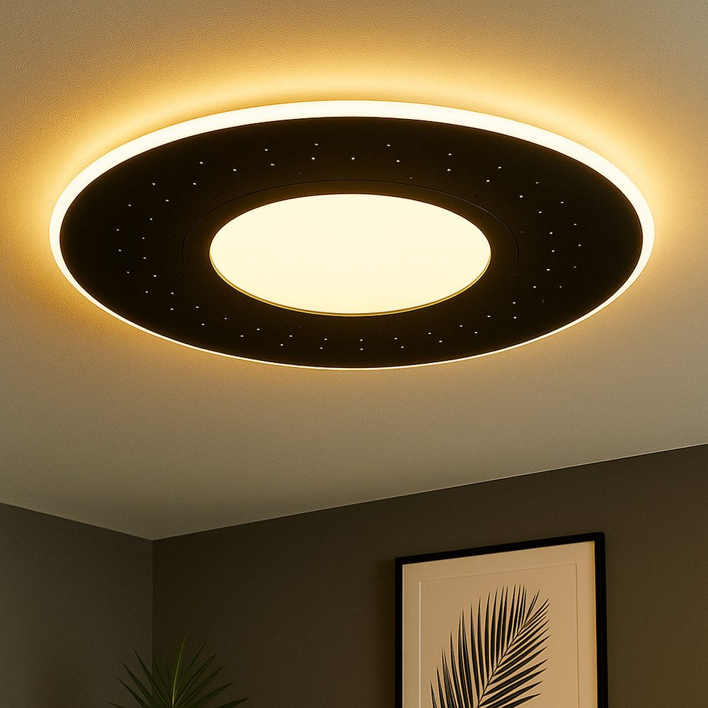 TRIO Leuchten LED Deckenleuchte, LED-Leuchtmittel fest verbaut, Kaltweiß, Warmweiß, Neutralweiß, Tageslichtweiß, Farbwechsel, LED Deckenleuchte Esszimmerlampe Metall Fernbedienung dimmbar D 49 cm