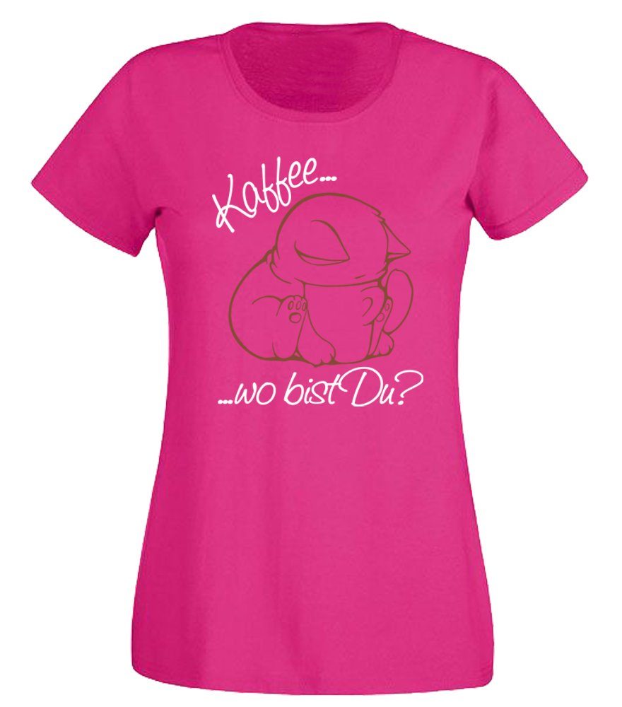 T-Shirt Kaffee… wo bist Du? - Katze & Kaffeetasse
