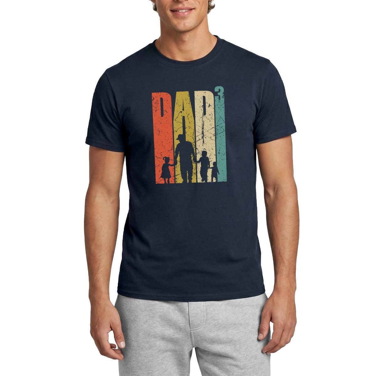 T-Shirt Dad Hoch 3 Dreifacher Vater Papa Vatertag Geschenk Männer T-Shirt