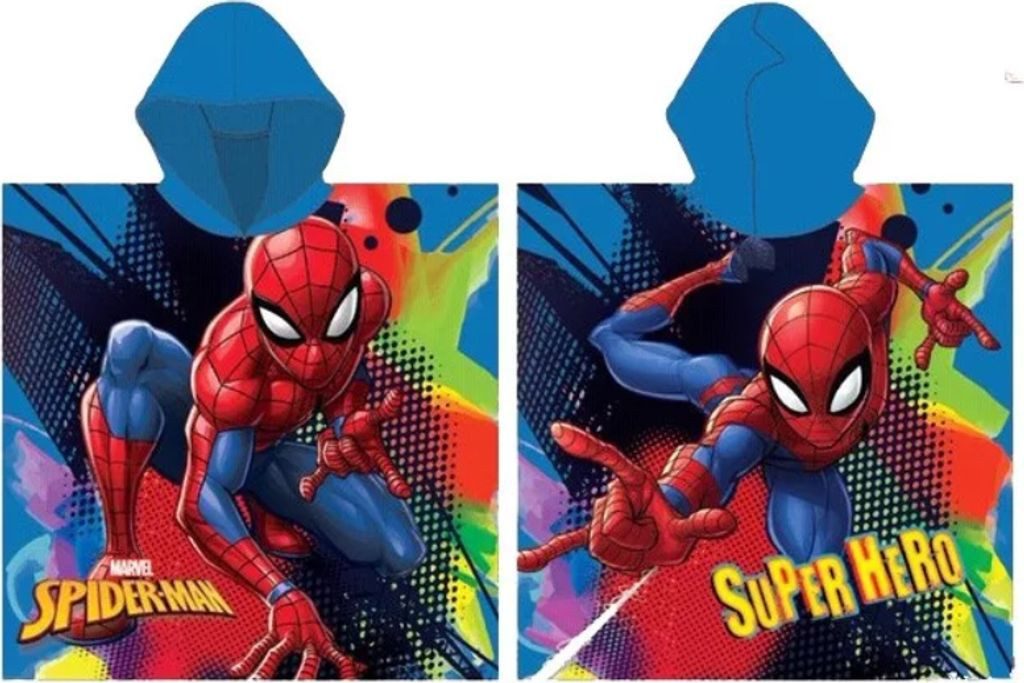 Spiderman Badeponcho Spider-Man Kinder Badeponcho mit Kapuze 55 x 110 cm, Polyester, Kapuze, schnelltrocknend