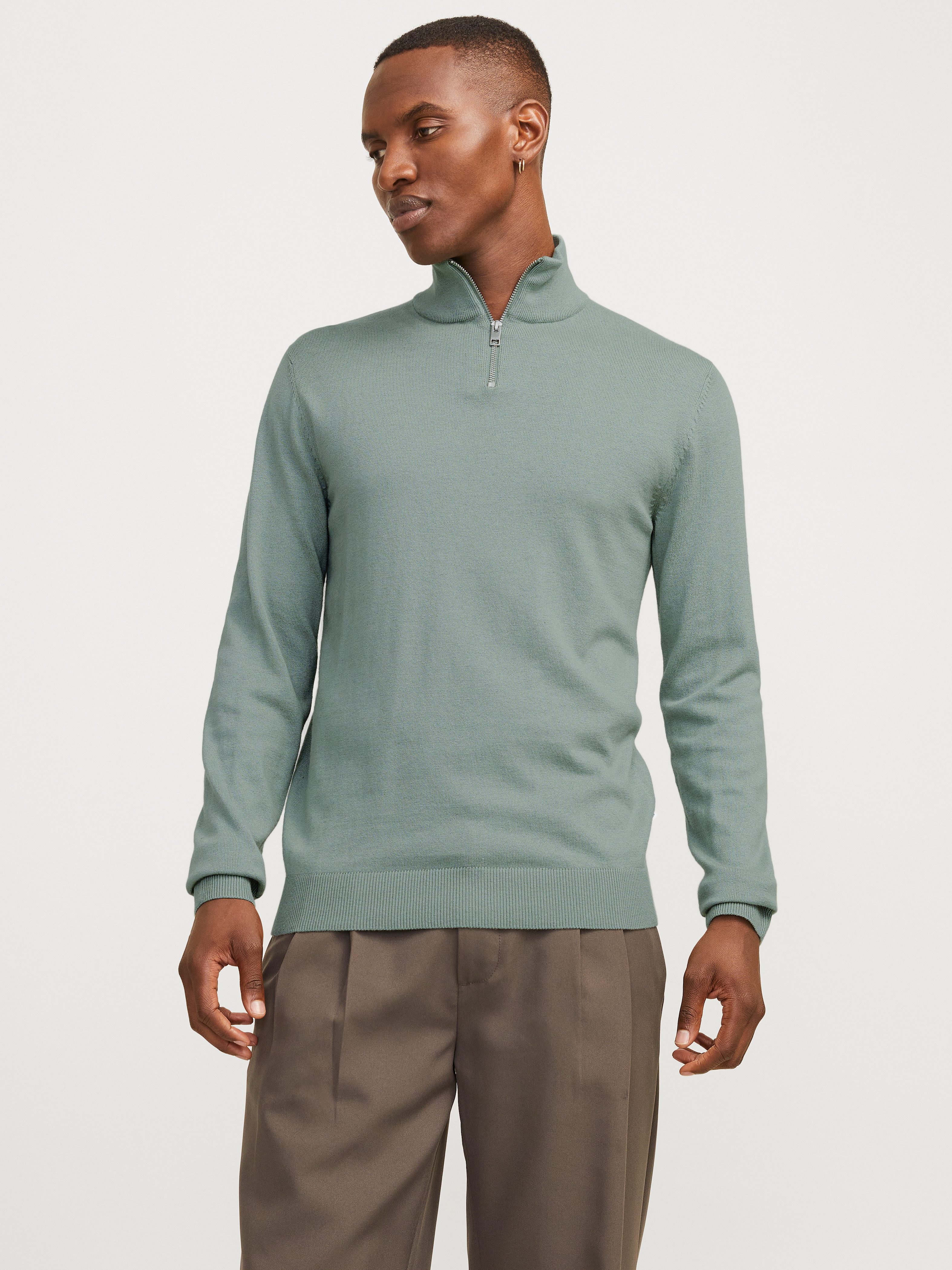 Jack & Jones Troyer JJEEMIL KNIT HALF ZIP NOOS mit Rippbündchen günstig online kaufen