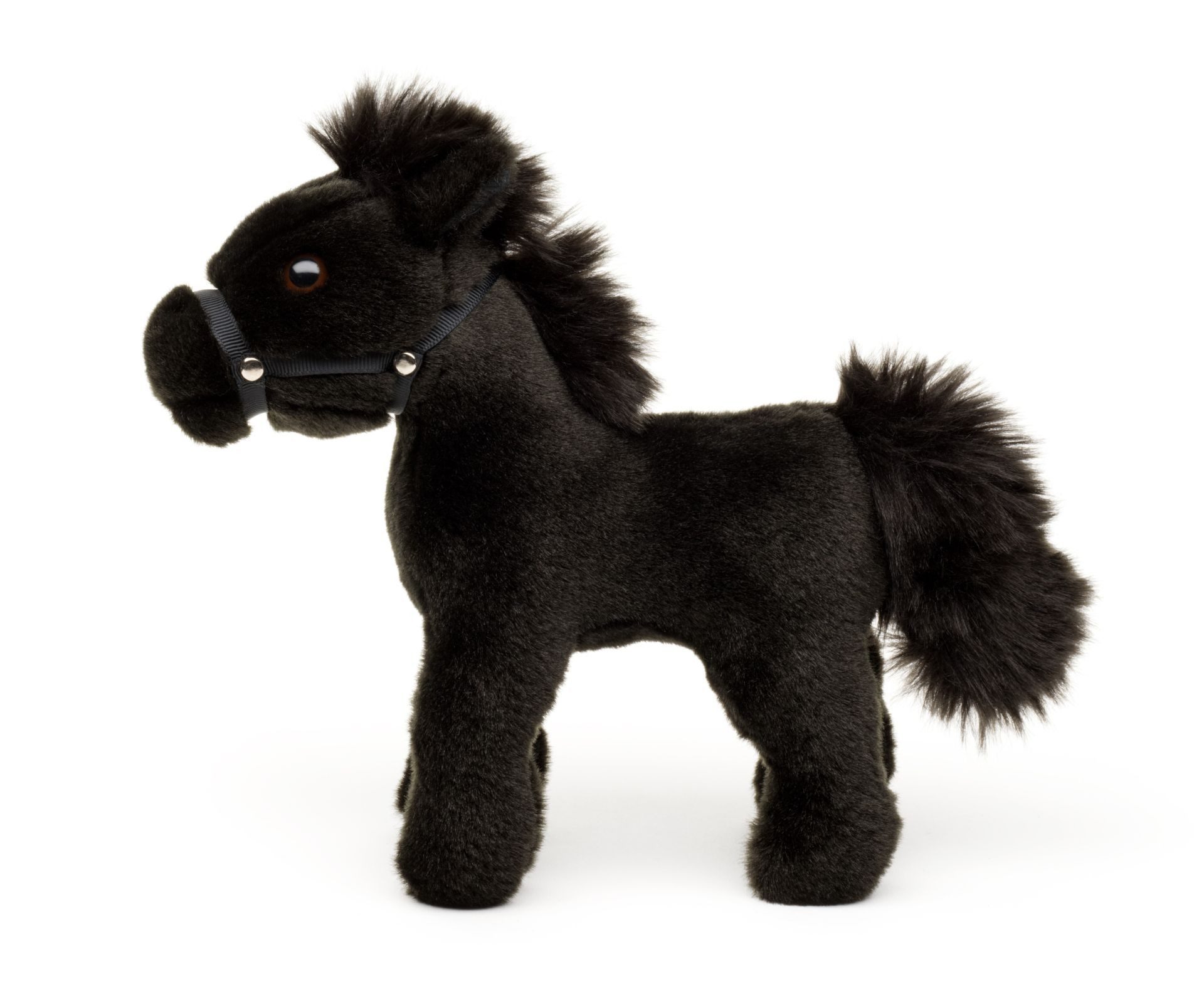 Teddys Rothenburg Kuscheltier Pferd stehend schwarz 22 cm Plüschpferd Stofftier (Stoffpferd Ponys Plüschpferd, Fohlen aus Plüsch)