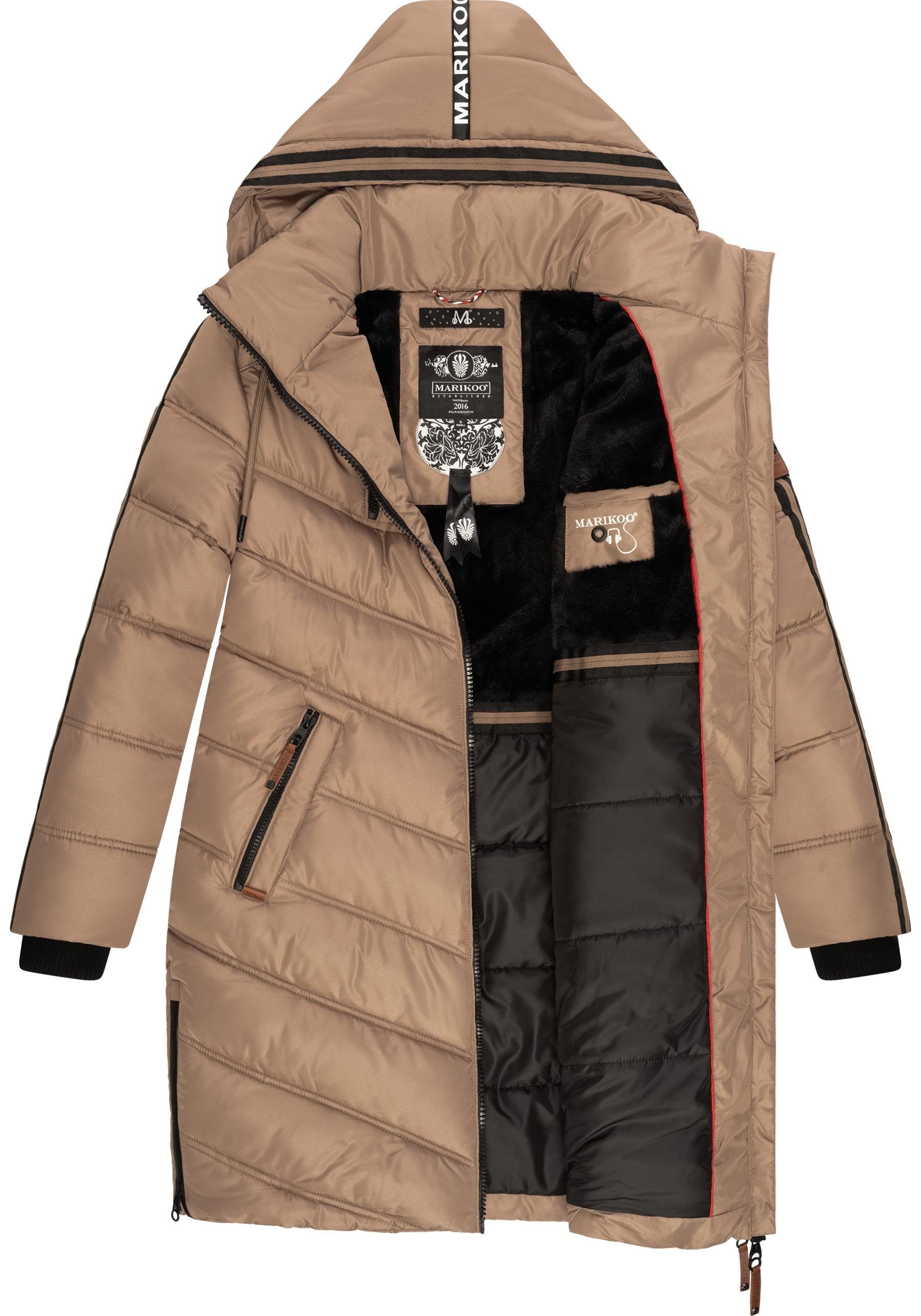 Marikoo Wintermantel Armasa modischer Damen Winter Steppmantel mit Kapuze – Bild 4 von 4