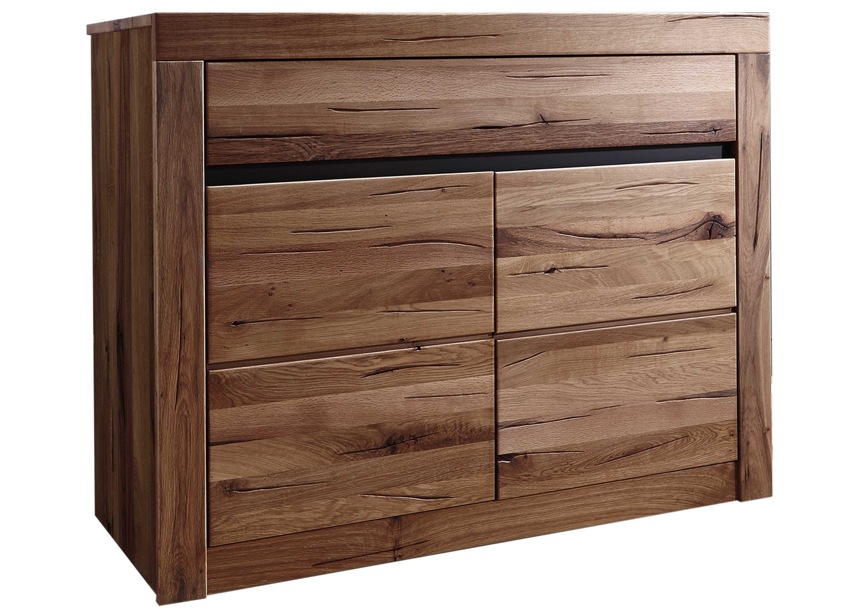 Massivmoebel24 Sideboard MONTREUX (Massivholz), Wildeiche / Zerreiche 108x43x80 braun geölt MONTREUX #350