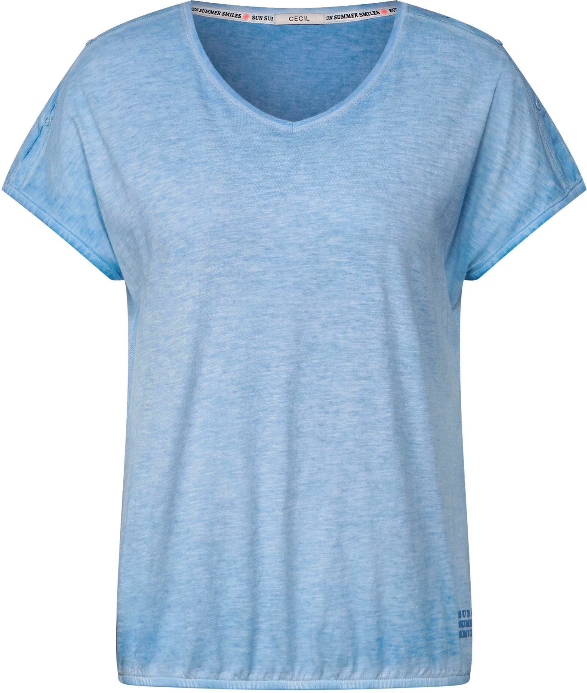 Cecil T-Shirt mit an Schultern Cut-Outs den himmelblau