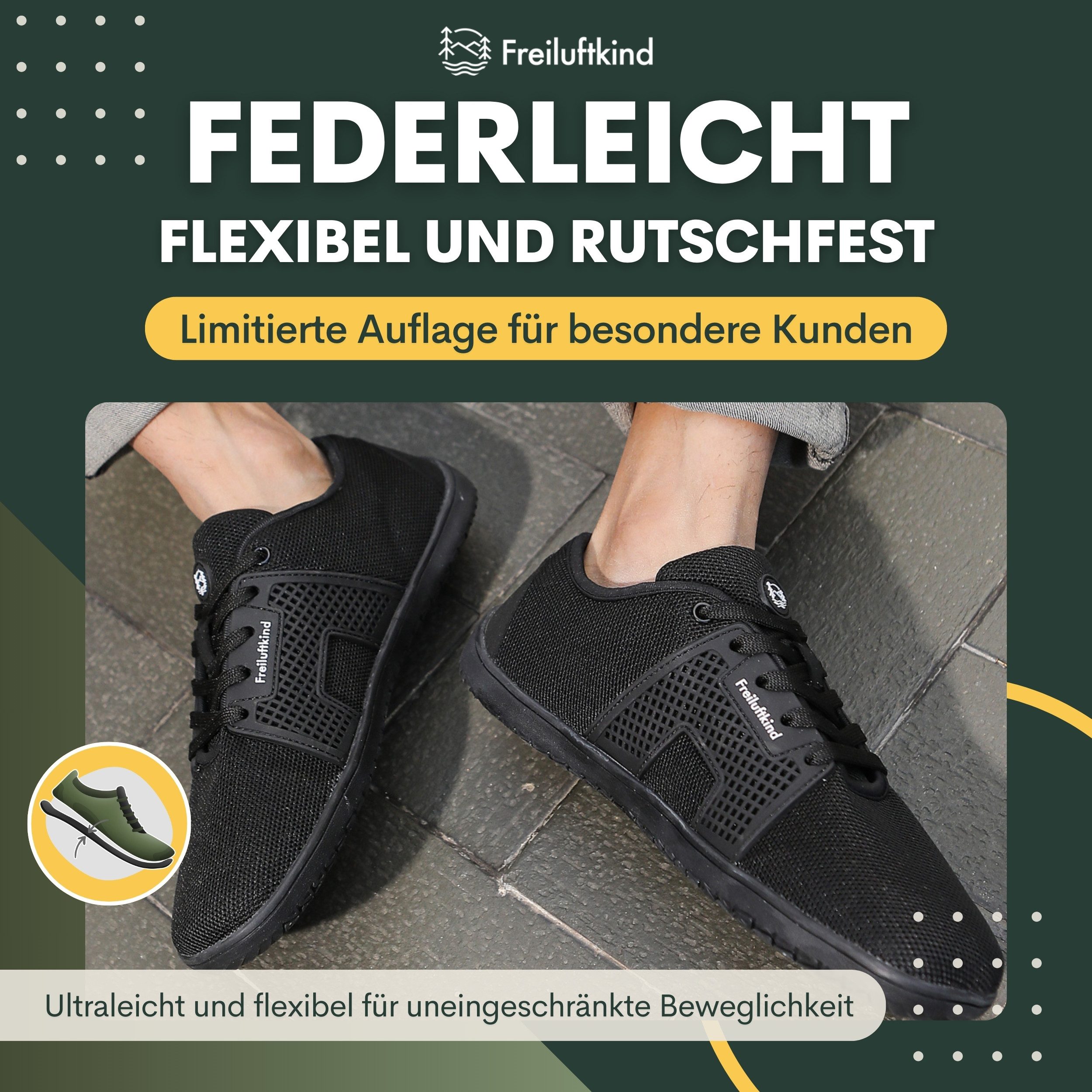 Freiluftkind Hokkaido – gesunde Barfußschuhe Sneaker - Entlastung für Gelenke Sneaker