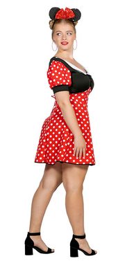 Karneval-Klamotten Kostüm Damen Minnie Maus-Kostüm, Maus Kleid für Damen in rot mit weißen Punkten
