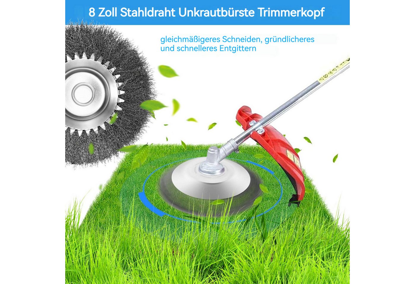 Thumbnail - BlingBin Ersatzbürste 25,4x200mm Unkrautbürste Wildkrautbürste Fugenbürste Freischneider, Motorsense Rasentrimmer, (2er ...