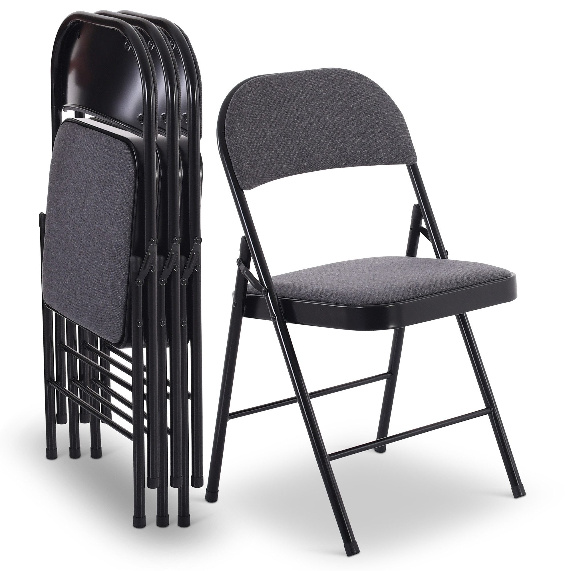 Raburg Klappstuhl Gästestuhl, Stoffbezug, praktischer & kompakter Konferenz-Stuhl, Elias (4er-Set), stabiler Metallrahmen in Schwarz