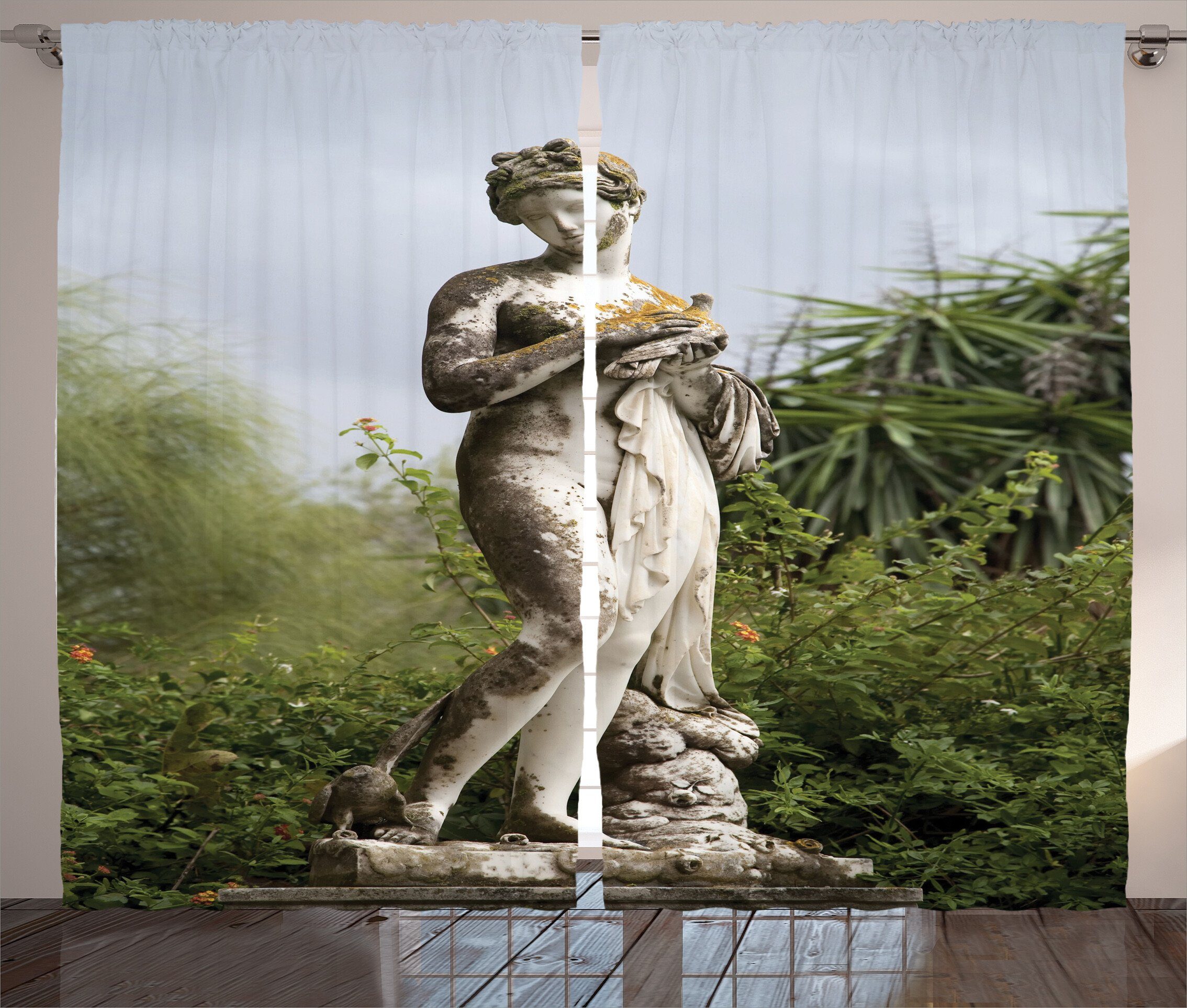 Haken, mit Achilion Schlaufen und Korfu Kräuselband Schlafzimmer Gardine Abakuhaus, Vorhang Skulptur Palace