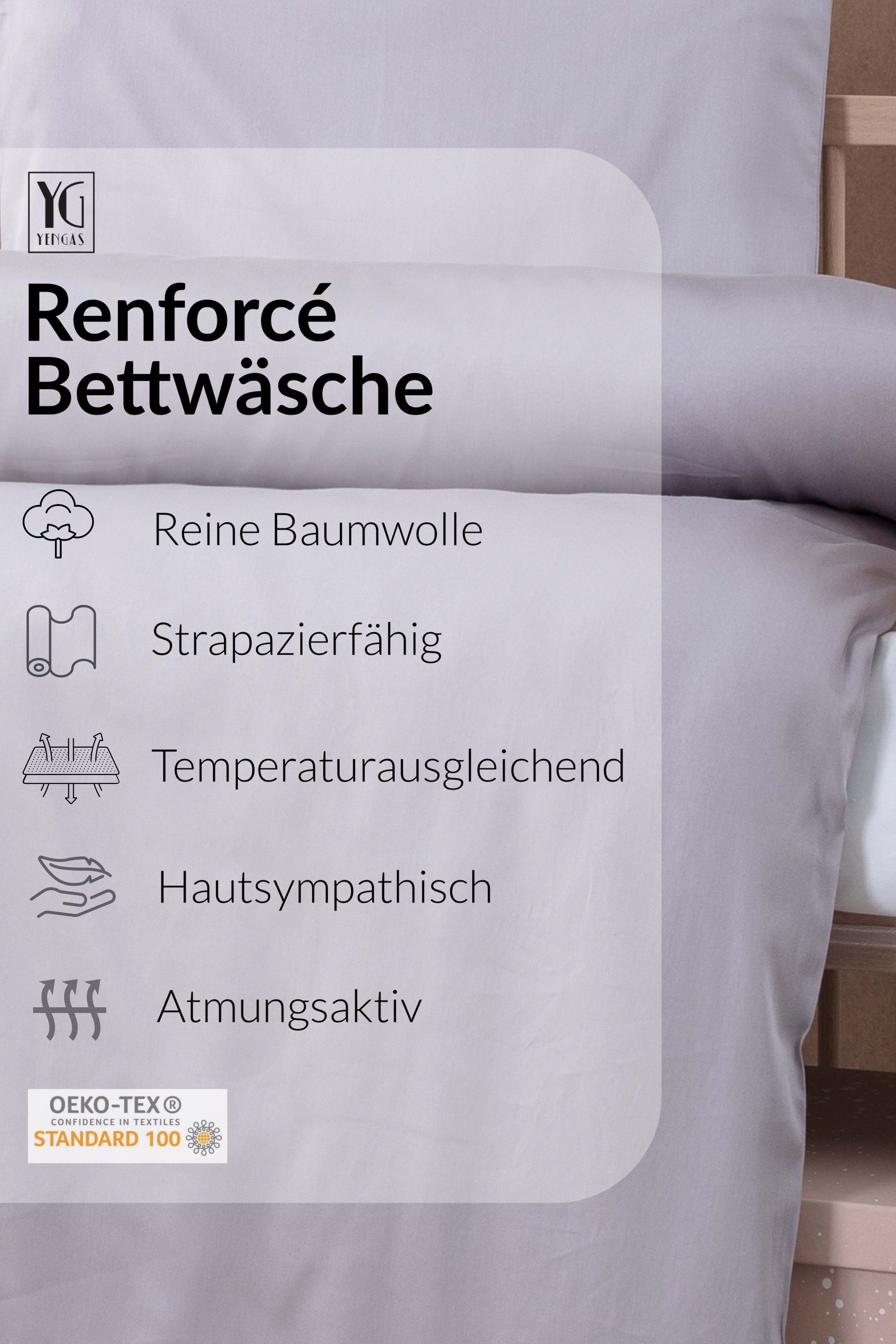 YENGAS Kinderbettwäsche mit Reißverschluss, einfarbig, 100% günstig online kaufen