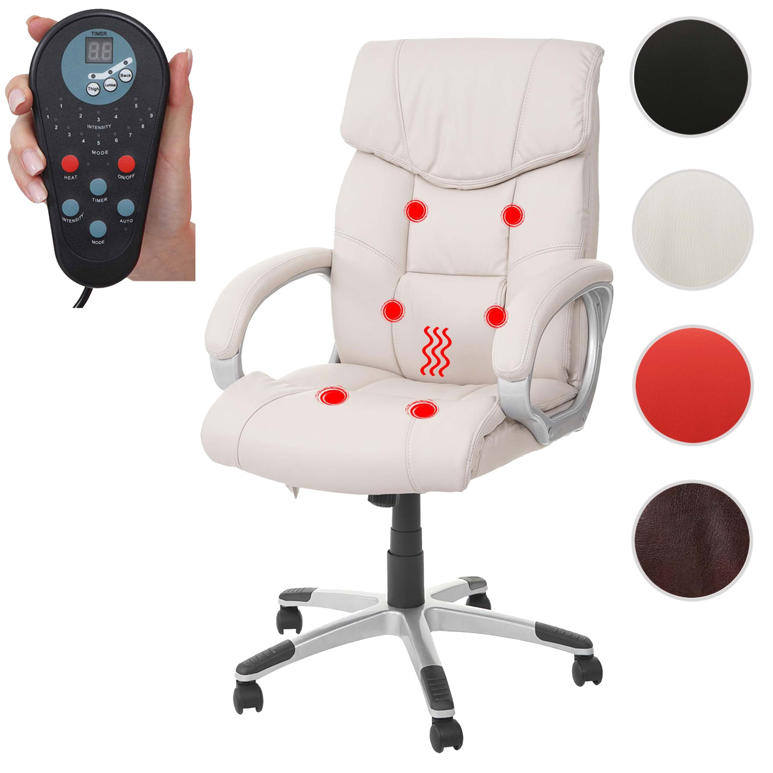 Schreibtischstuhl MCW-A71-M, 9 Timer MCW 6-Punkt-Massage, Heizfunktion Rückenlehne, creme Massageprogramme,