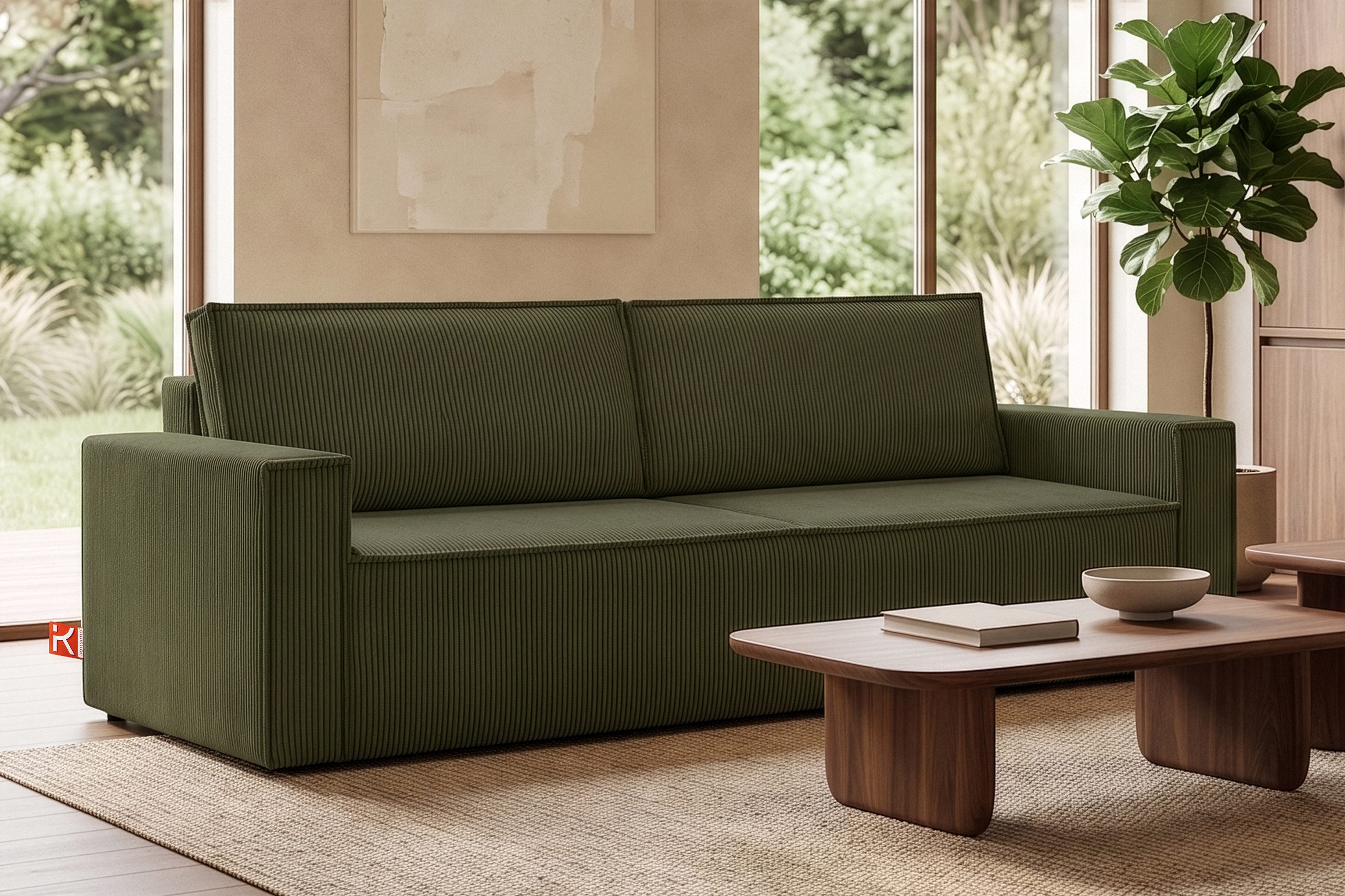 KONSIMO® 3-Sitzer NAPI Sofa mit Schlaffunktion & massivem Gestell, hergestellt in der EU, Couch für Dauerschläfer, mit Wellenunterfederung, Großer Bettkasten