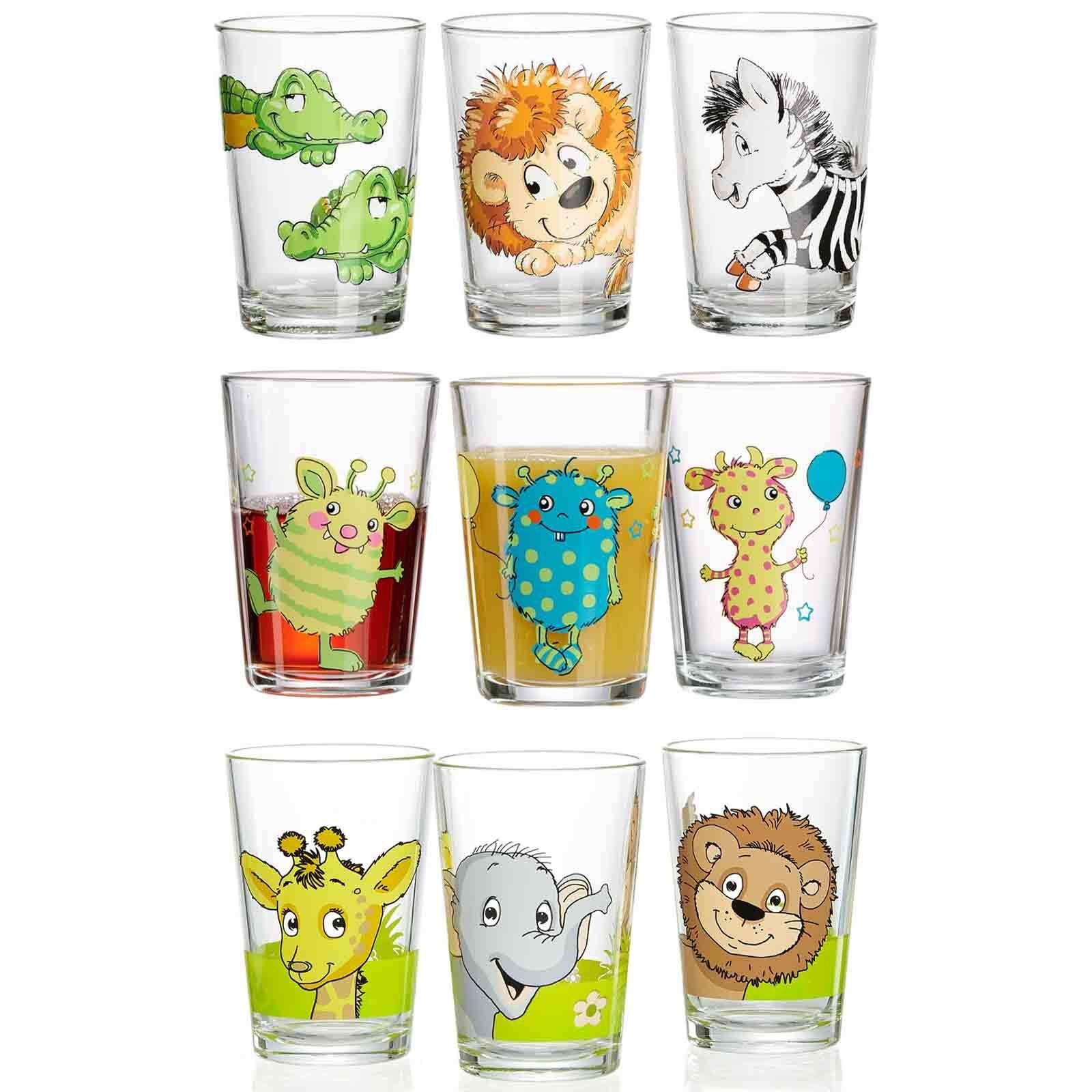 Breker Kinderbecher verschiedene Glas Motive 9er & 205 Ritzenhoff Set, ml Kindergläser