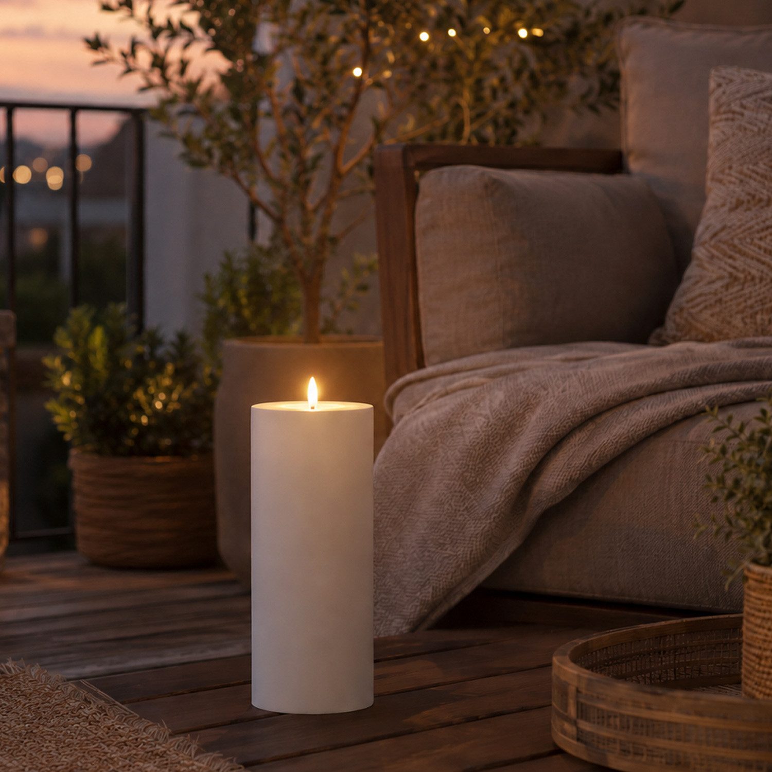 MARELIDA LED-Kerze XXL LED Kerze für Außen Outdoorkerze H: 27,5cm D: 10cm Timer Sensor