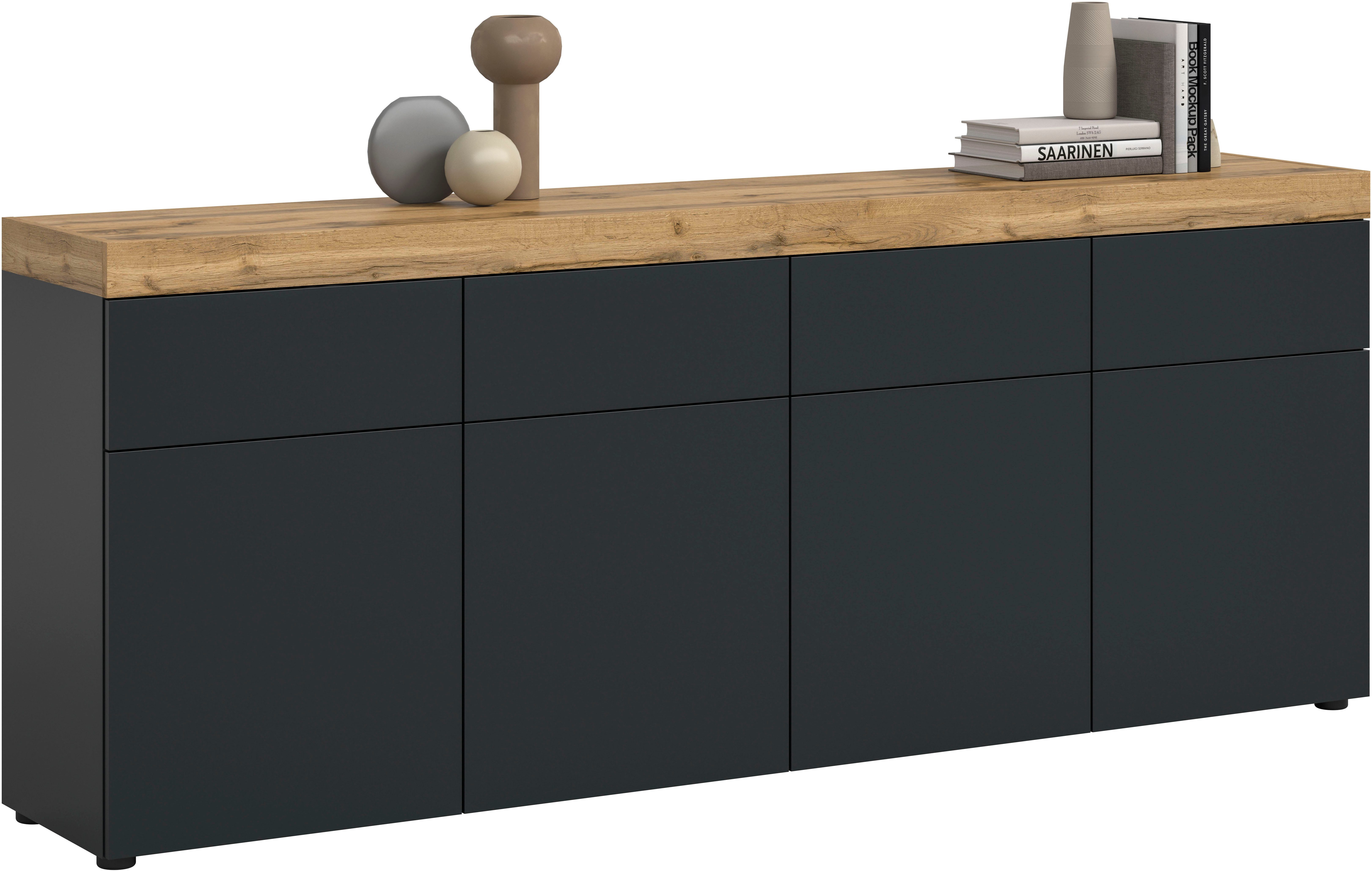 OTTO home Sideboard MAMBO, TOPSELLER!, Breite 200cm, 4 Türen, 4 Schubkästen, push-2-open (1 St., 2 farbige Ausführung, in verschiedenen Farben erhältlich), Kommode, Anrichte, Wohnzimmer, Schlafzimmer