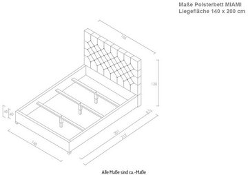 Relita Polsterbett MIAMI, mit Höhenverstellung in zwei Breiten