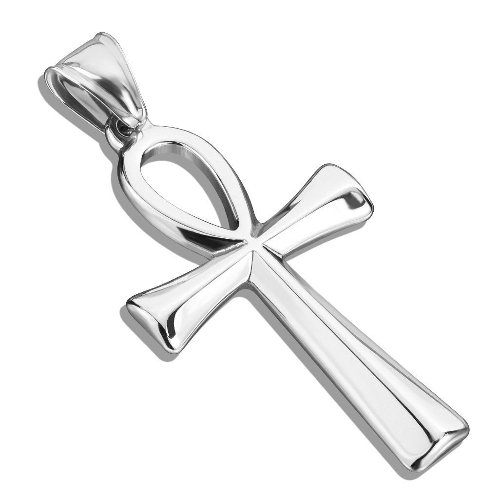 BUNGSA Anhänger Set Anhänger Ankh Kreuz Silber aus Edelstahl Unisex