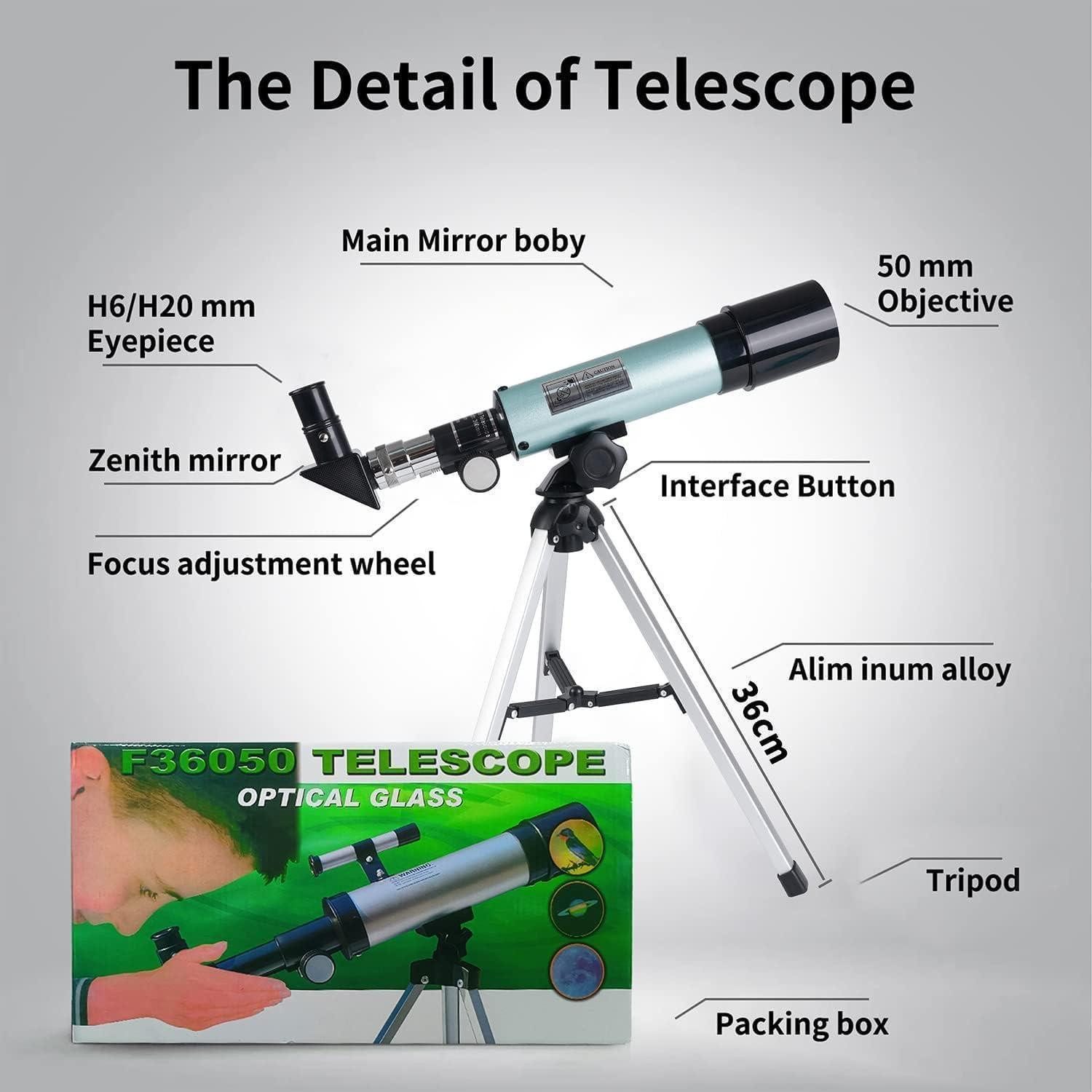 LuxusKollektion Linsenteleskop Astronomical Telescope für Kinder Zoom 360/50 mm 90X HD Monokulares
