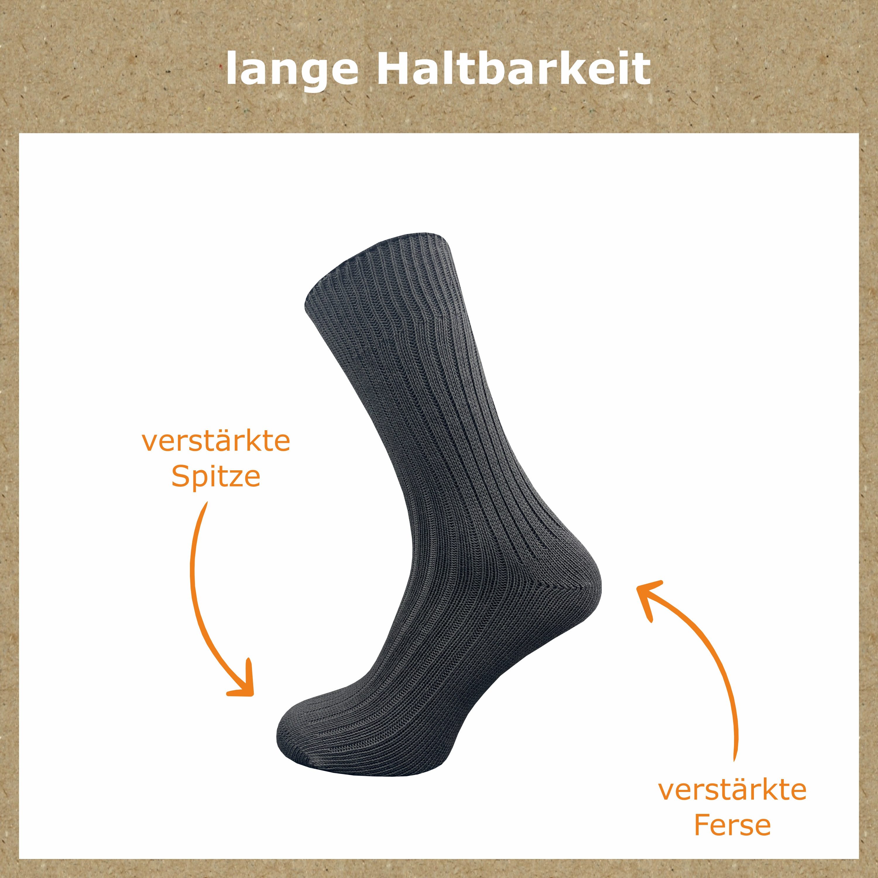 GAWILO Komfortsocken "Natur" aus 100% reiner, naturbelassener Baumwolle für Damen & Herren (6 Paar) Etwas gröber gestrickt für extra Tragekomfort & angenehmes H – Bild 5 von 5