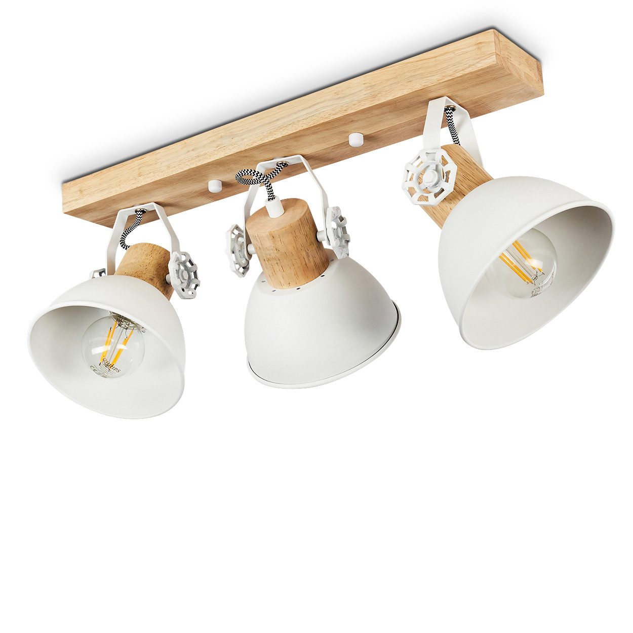 hofstein Deckenleuchte »Cotes« moderne Deckenlampe aus Metall/Holz in Weiß/ günstig online kaufen