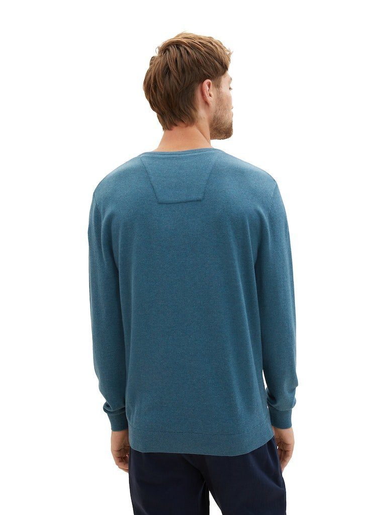 Green TAILOR Sweater TOM (1-tlg) Basic V-Neck Melange 32721 Sweatshirt Dark