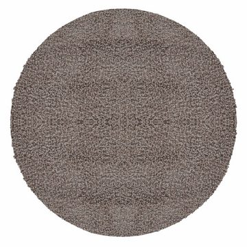 Teppich Unicolor - Einfarbig, Teppium, Rund, Höhe: 30 mm, Teppich Wohnzimmer Shaggy Einfarbig Beige Modern Flauschig Weiche