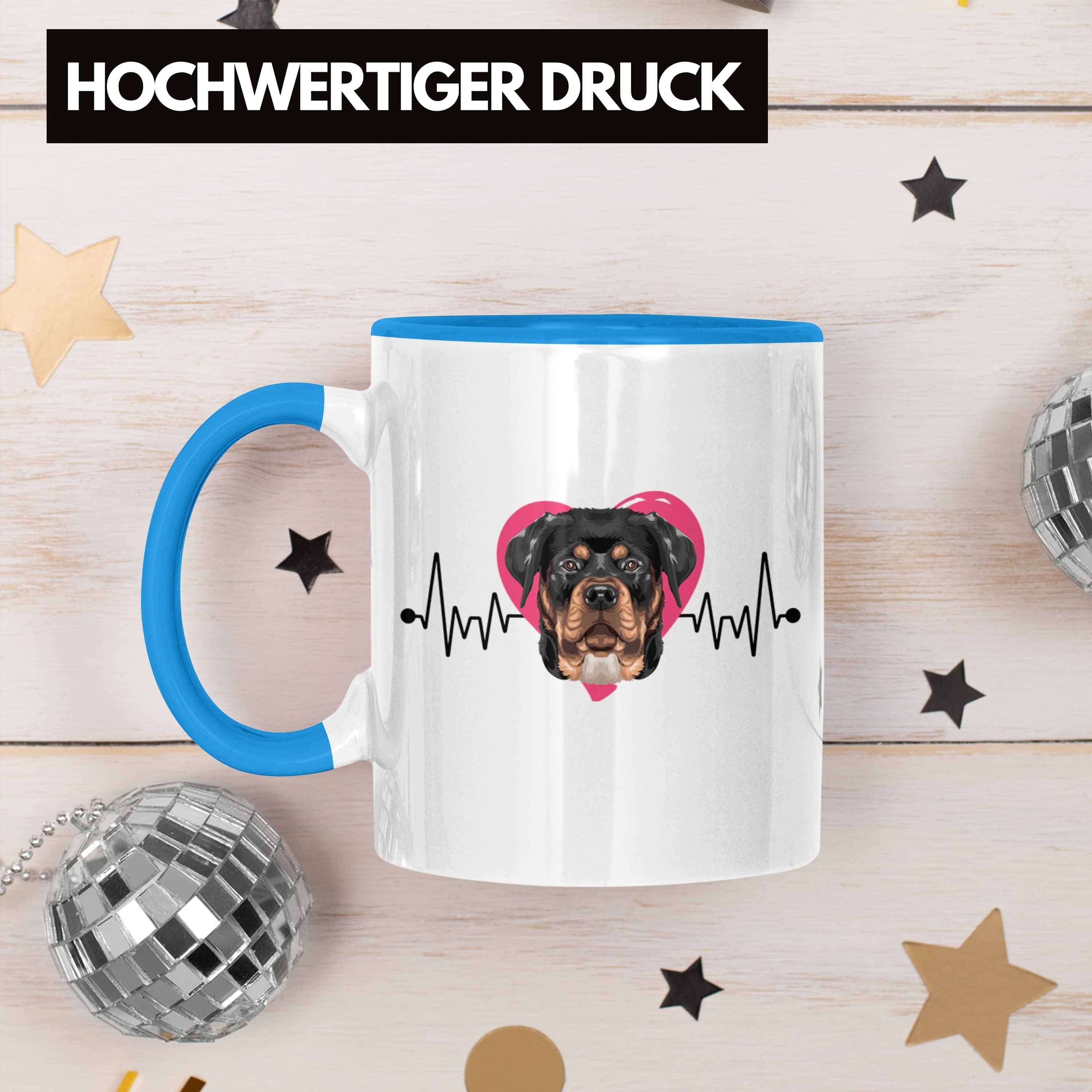 Tasse Besitzer Tasse Herzsc Blau Geschenkidee Rottweiler Geschenk Trendation Spruch Lustiger
