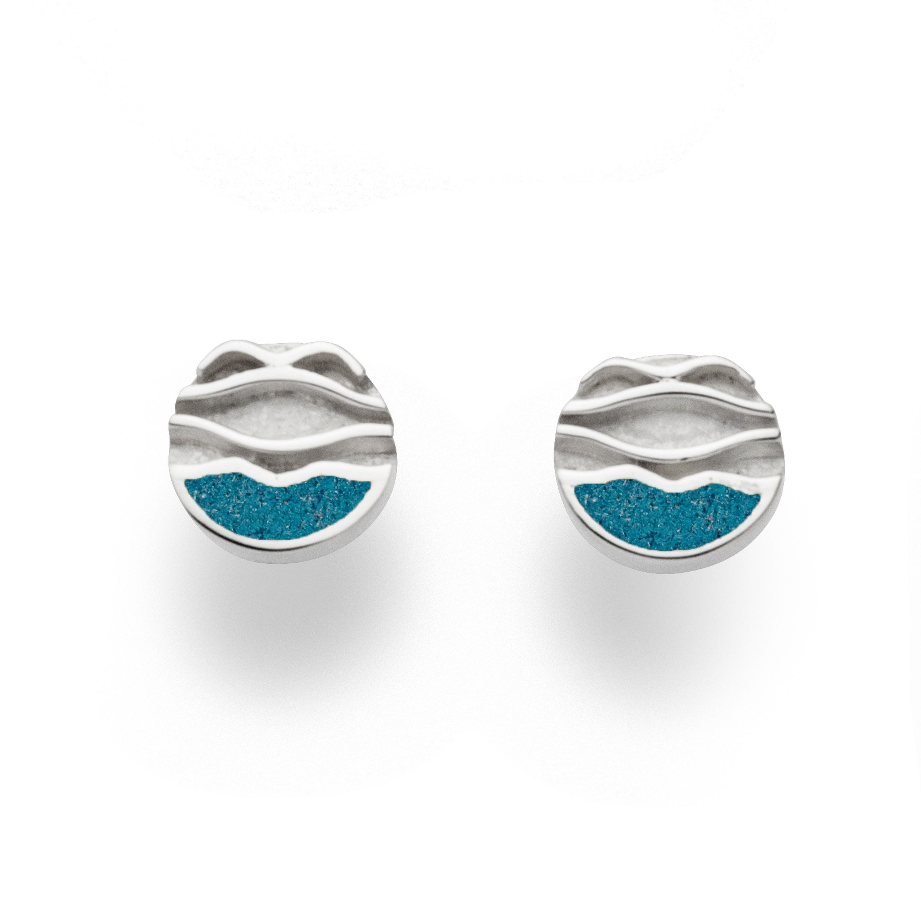 DUR Paar Ohrstecker O5323 „Strandwellen“ – Silber rhodiniert – Blauer Steinsand – 7,5 mm