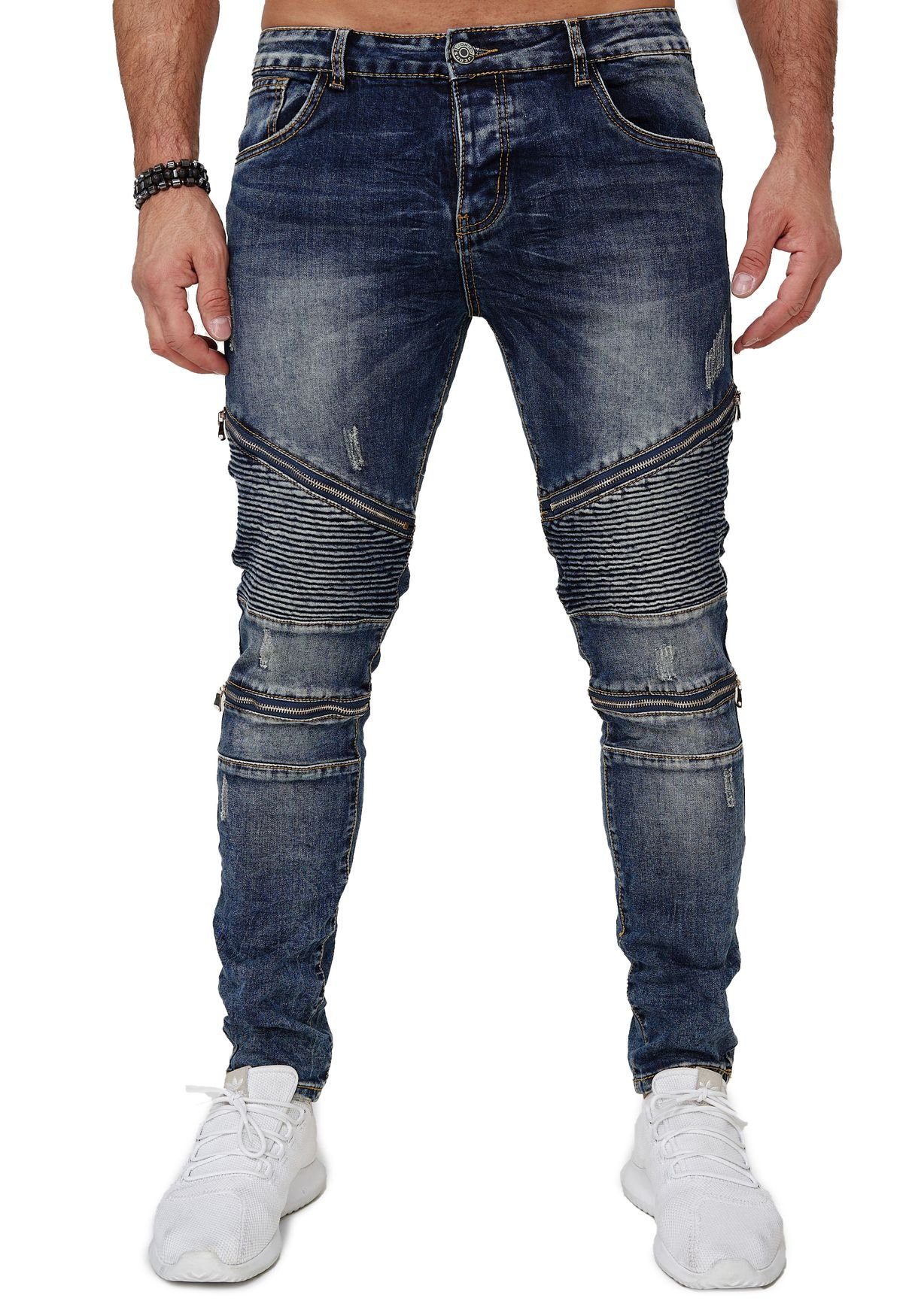 Jaylvis Slim-fit-Jeans »3562« (1-tlg) Herren Biker Denim Jeans Slim Fit  Hose Zipper Rips Destroyed online kaufen | OTTO