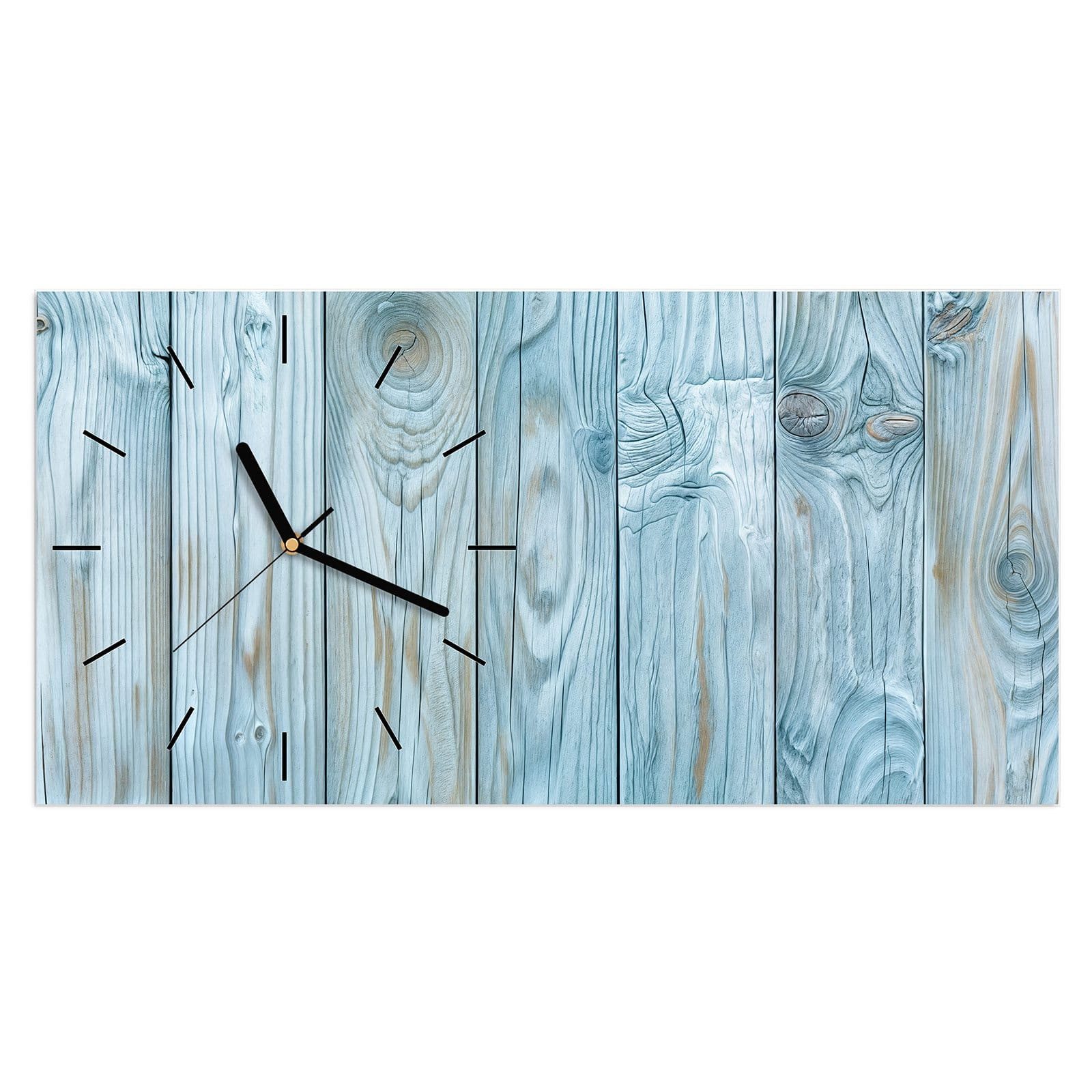 Wanduhr Glasuhr Wandkunst Größe 60 x 30 cm mit Motiv Holzbretterdekor