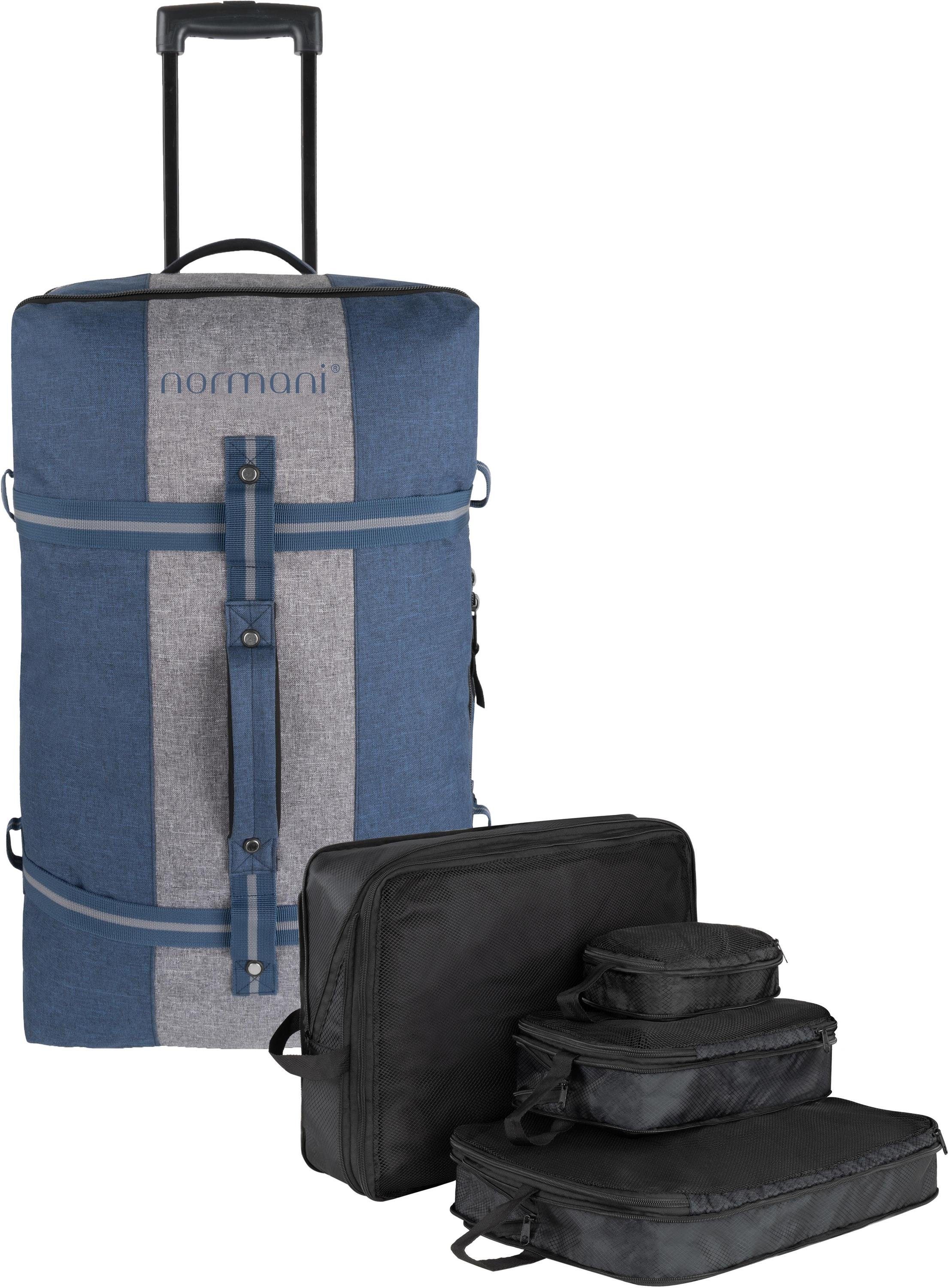 normani Reisetasche Reisetasche 125 L mit 4 Kleidertaschen Aurori 125, Große Reisetasche mit Rollen Blau/Grau