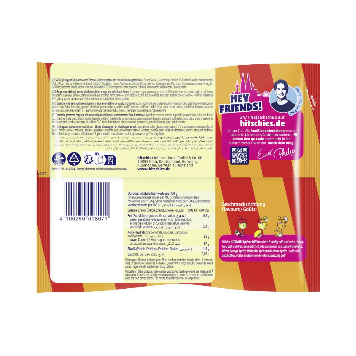 hitschies Süßigkeit, Hitschies Sprizzz Edition Dragierte Kaubonbons Packung 210g