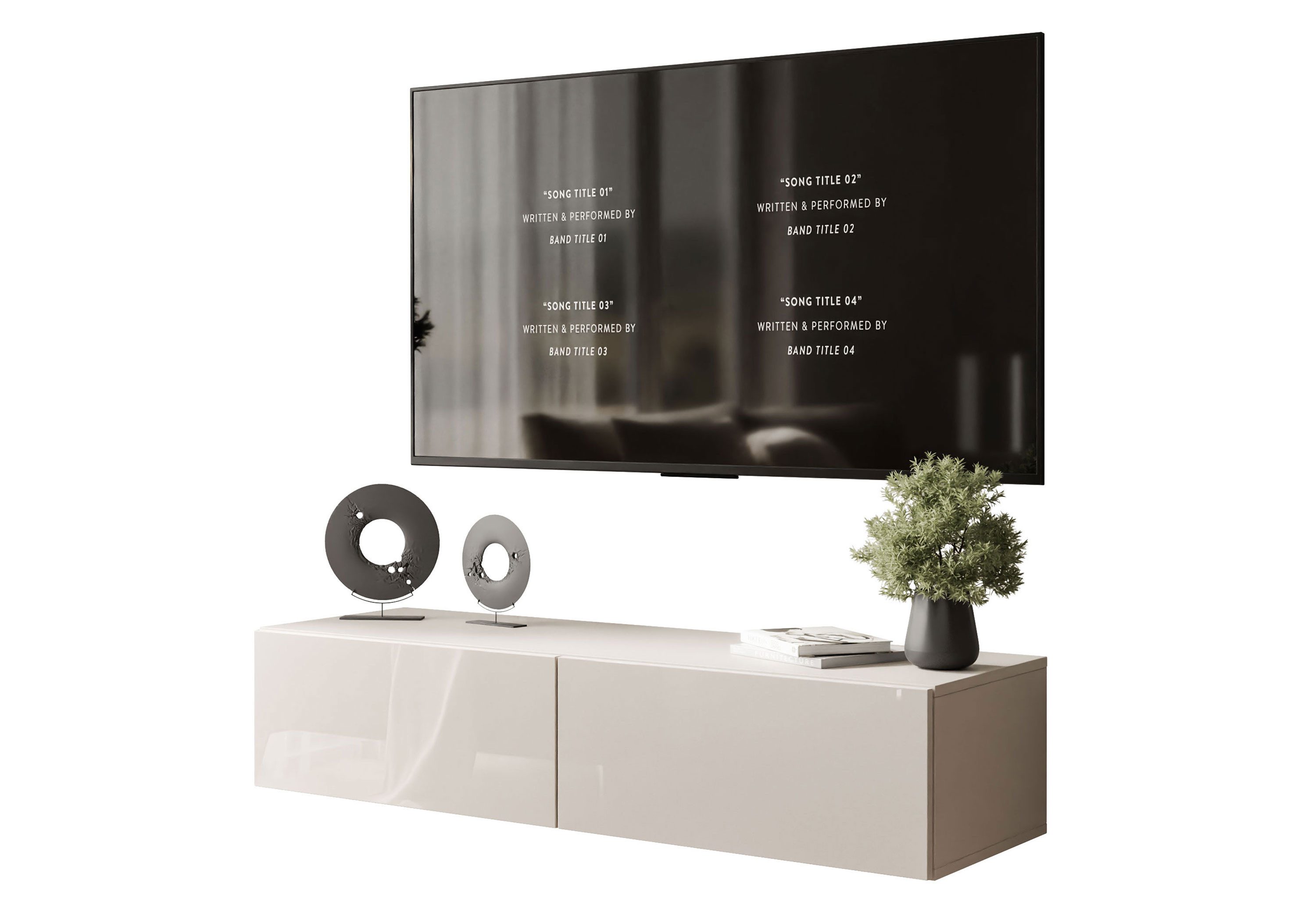 Lookway TV-Schrank CARMEN 125 cm Elegantes Hängendes TV-Lowboard in Hochgla günstig online kaufen