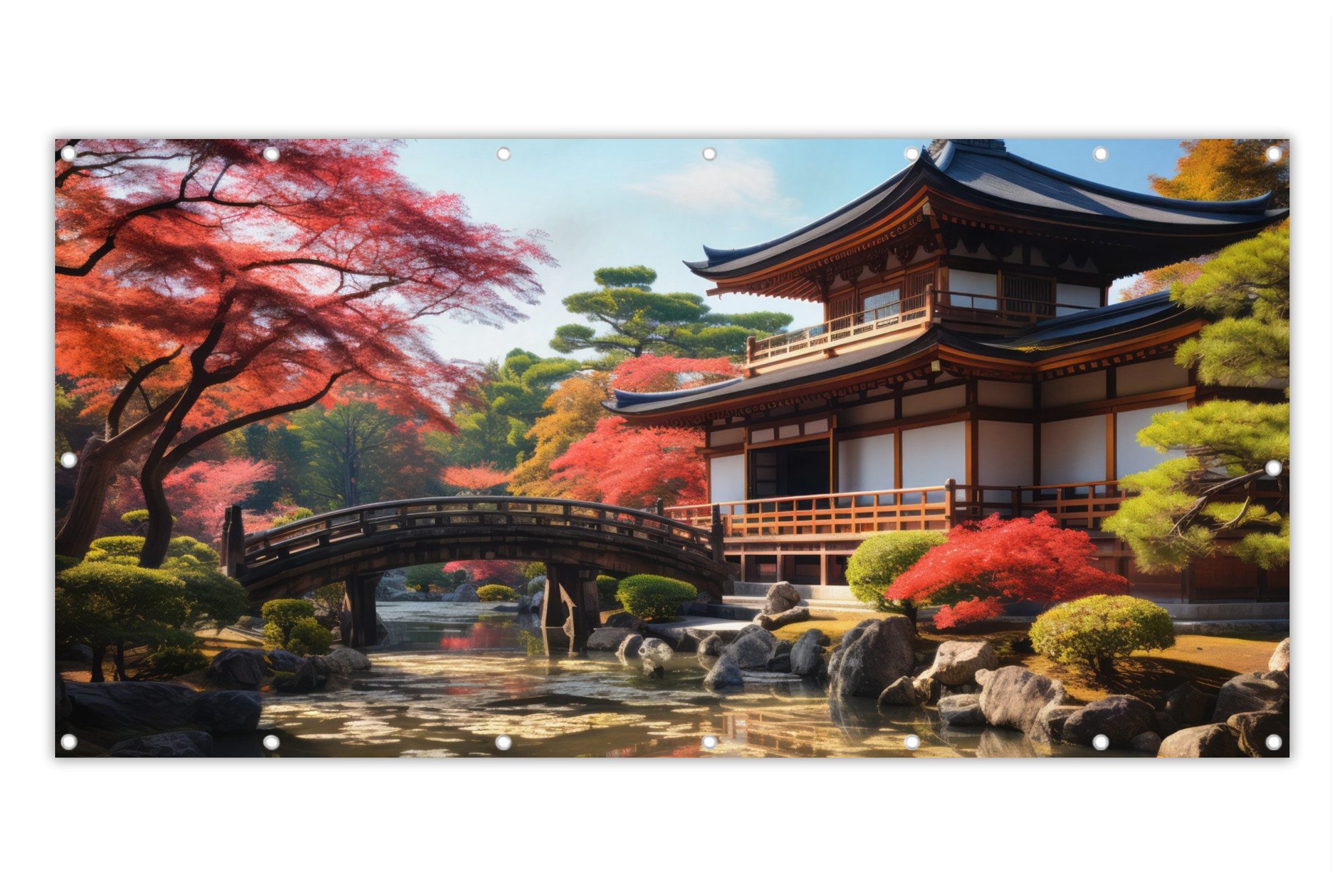 MuchoWow Balkonsichtschutz Japanischer Garten - Fluss günstig online kaufen