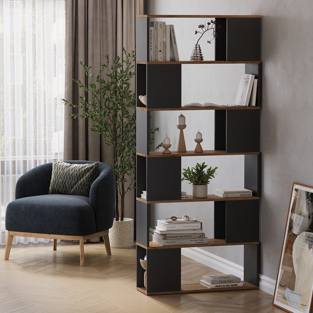 Vicco Raumteiler Eneos, Anthrazit/Goldkraft Eiche, 80 x 186 cm, 1-tlg.