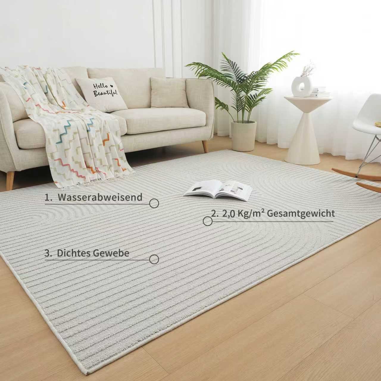 OTTO home Teppich Jola Hoch-Tief-Design, Scandi-Look, Zen, rechteckig, Höhe: 10 mm, Boho, Modern, 3D, Wohnzimmer, Schlafzimmer, wasserabweisend – Bild 3 von 5