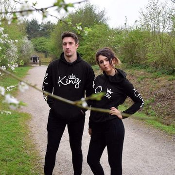 Couples Shop Kapuzenpullover King & Queen Hoodie Pullover für Paare mit trendigem Print im Partner Look