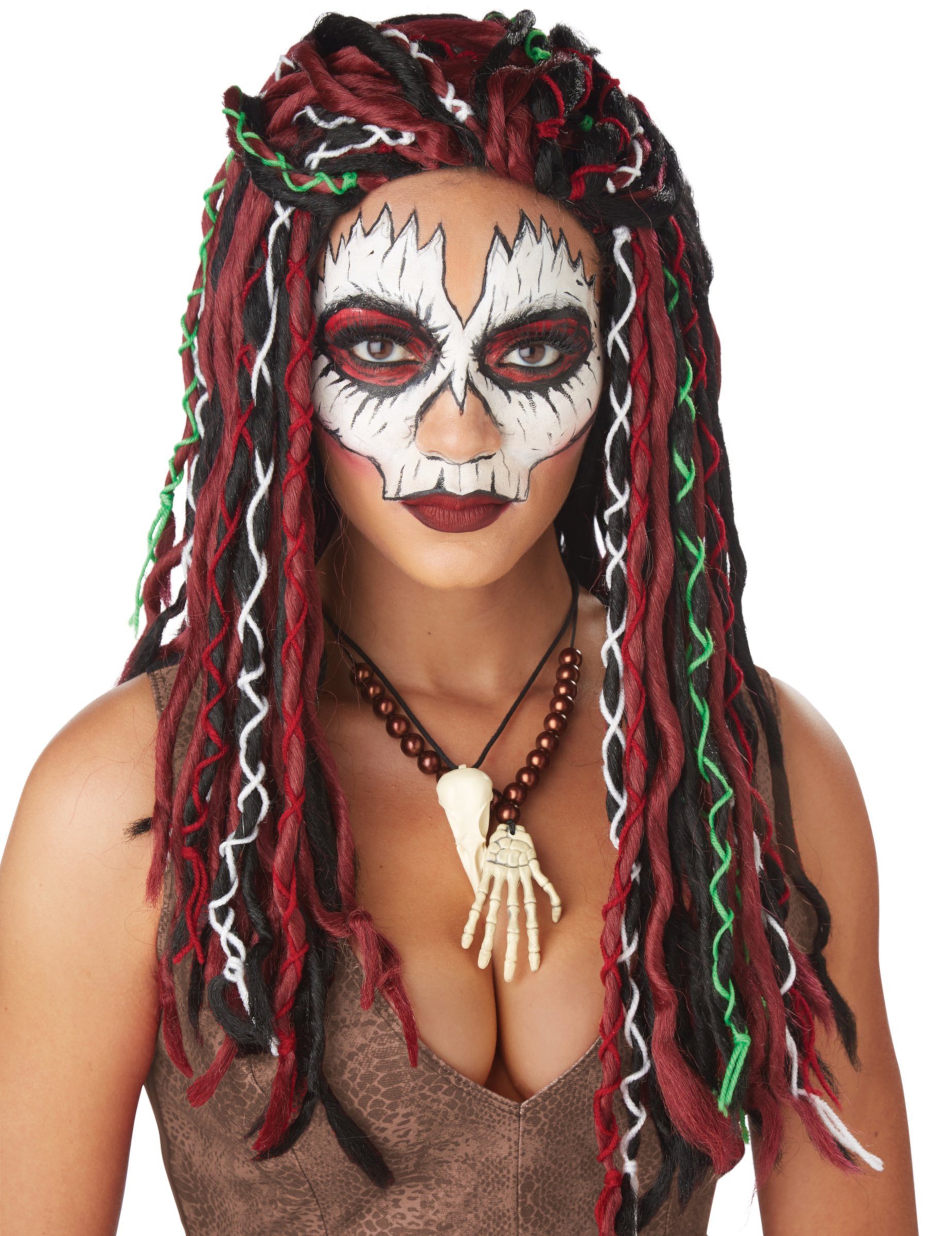 Kostüm Voodoo-Priesterin-Perücke für Damen Halloween-Perücke bunt