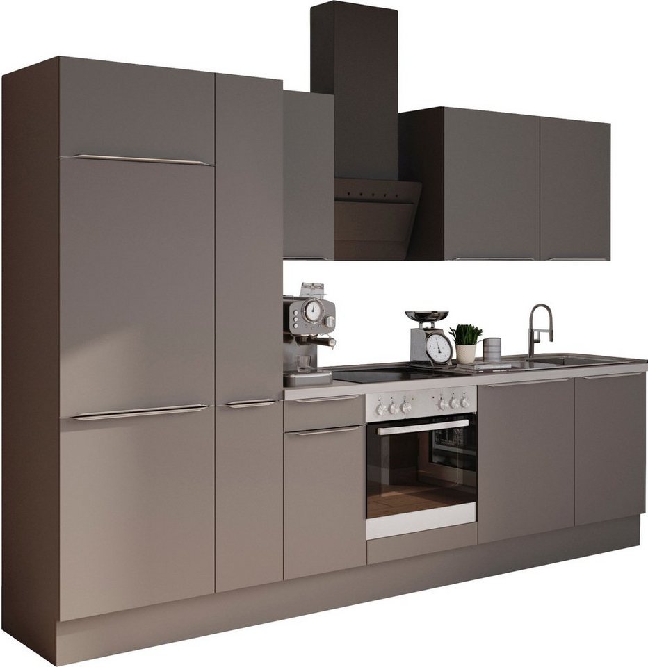 OPTIFIT Küchenzeile Aken, mit E-Geräten, Breite 300 cm, Mit 38 mm starker  Arbeitsplatte