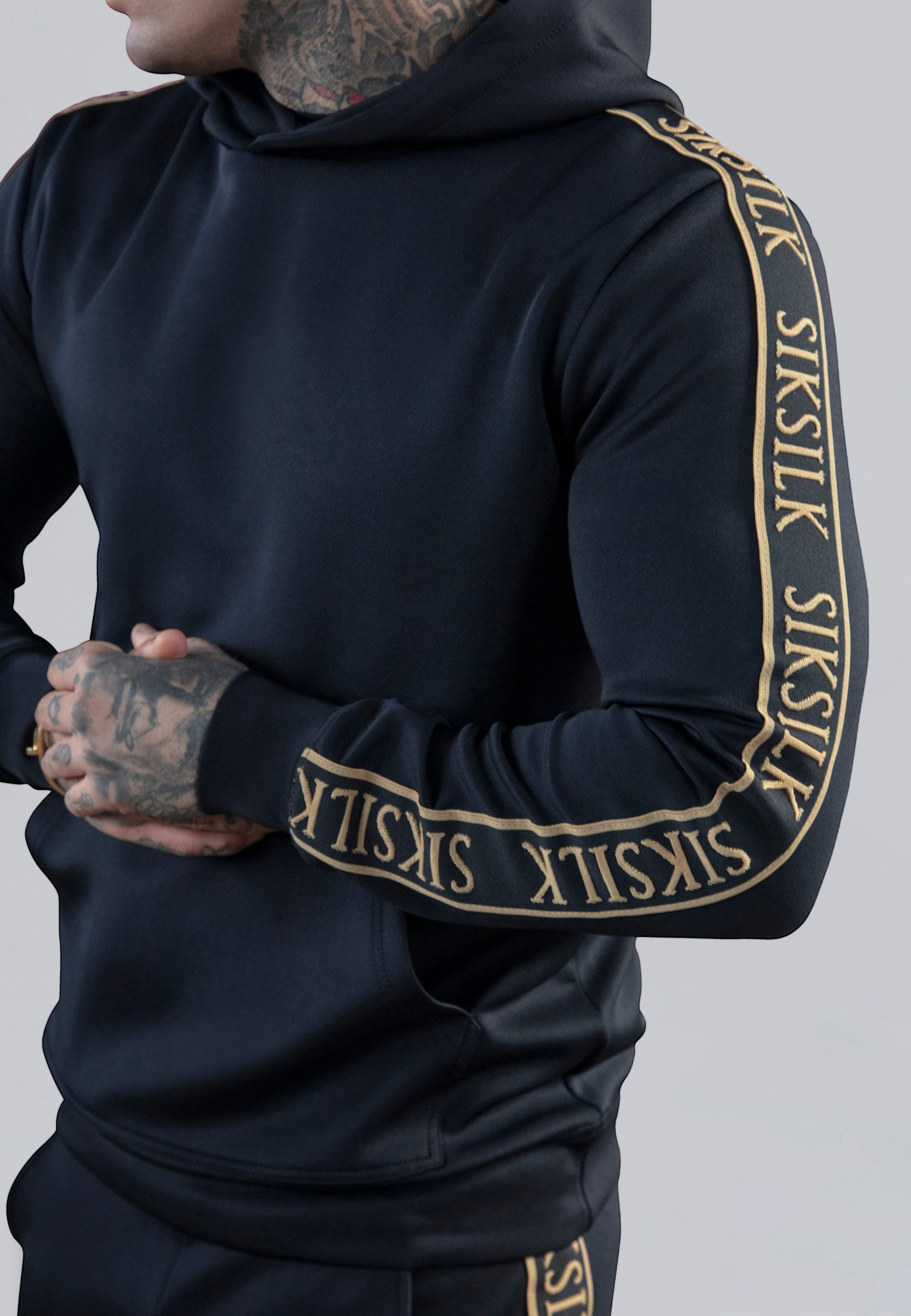 Siksilk Hoodie SikSilk Herren Schwarzer Pullover Kapuzenpullover günstig online kaufen