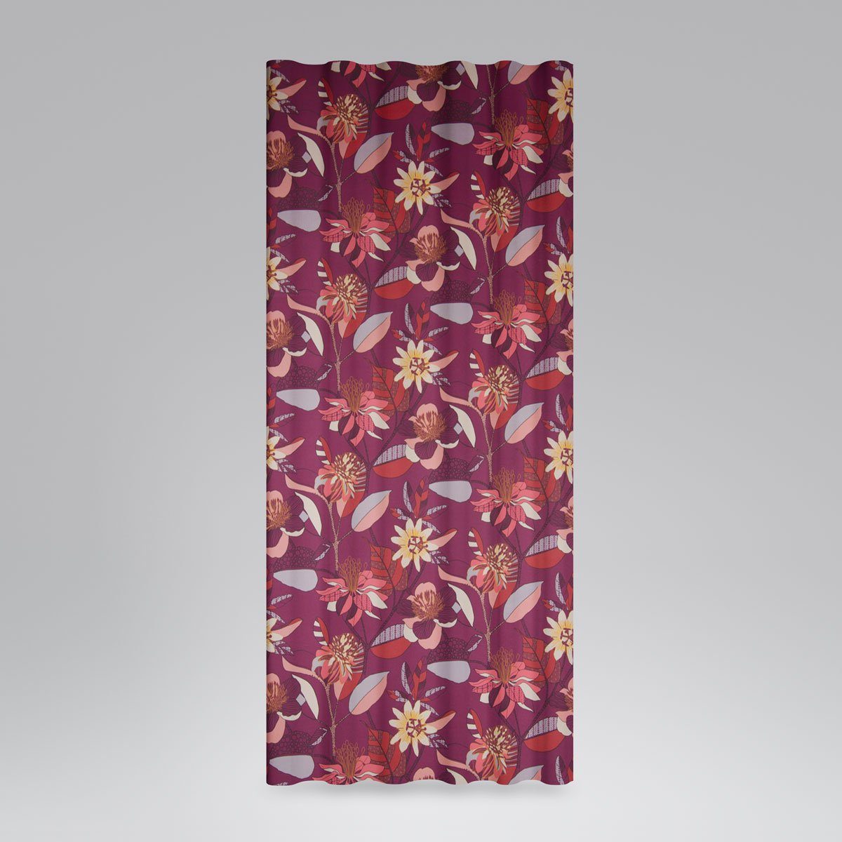 SCHÖNER LEBEN. Vorhang Vorhangstoff Meterware große Blumen beere bunt oder Länge wählbar, Smokband, blickdicht, Baumwolle, handmade