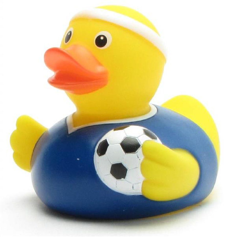 Duckshop Badespielzeug Badeente Fussballer dunkelblaues Trikot Quietscheente