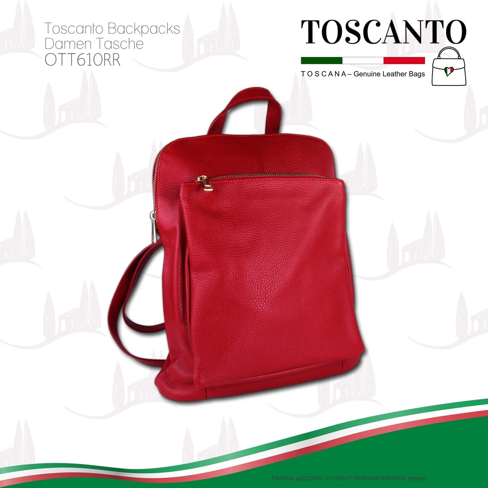 Toscanto Cityrucksack Toscanto Cityrucksack Freizeit (Cityrucksack), Damen Tasche Echtes Leder rot, Made-In Italy