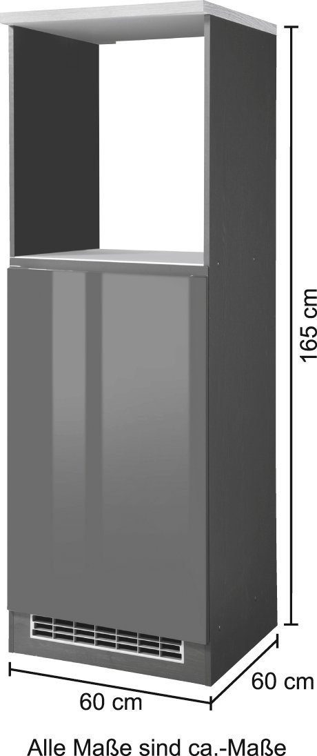 graphit MÖBEL Virginia Backofen/Kühlumbauschrank | Hochglanz HELD grau breit 60 cm